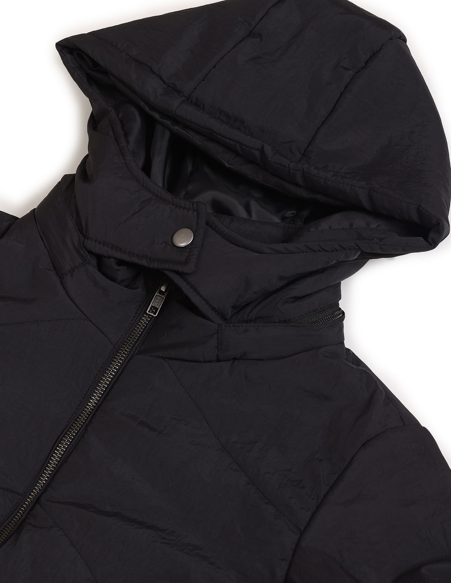 Hooded Puffer Jacket - Black - Ladies