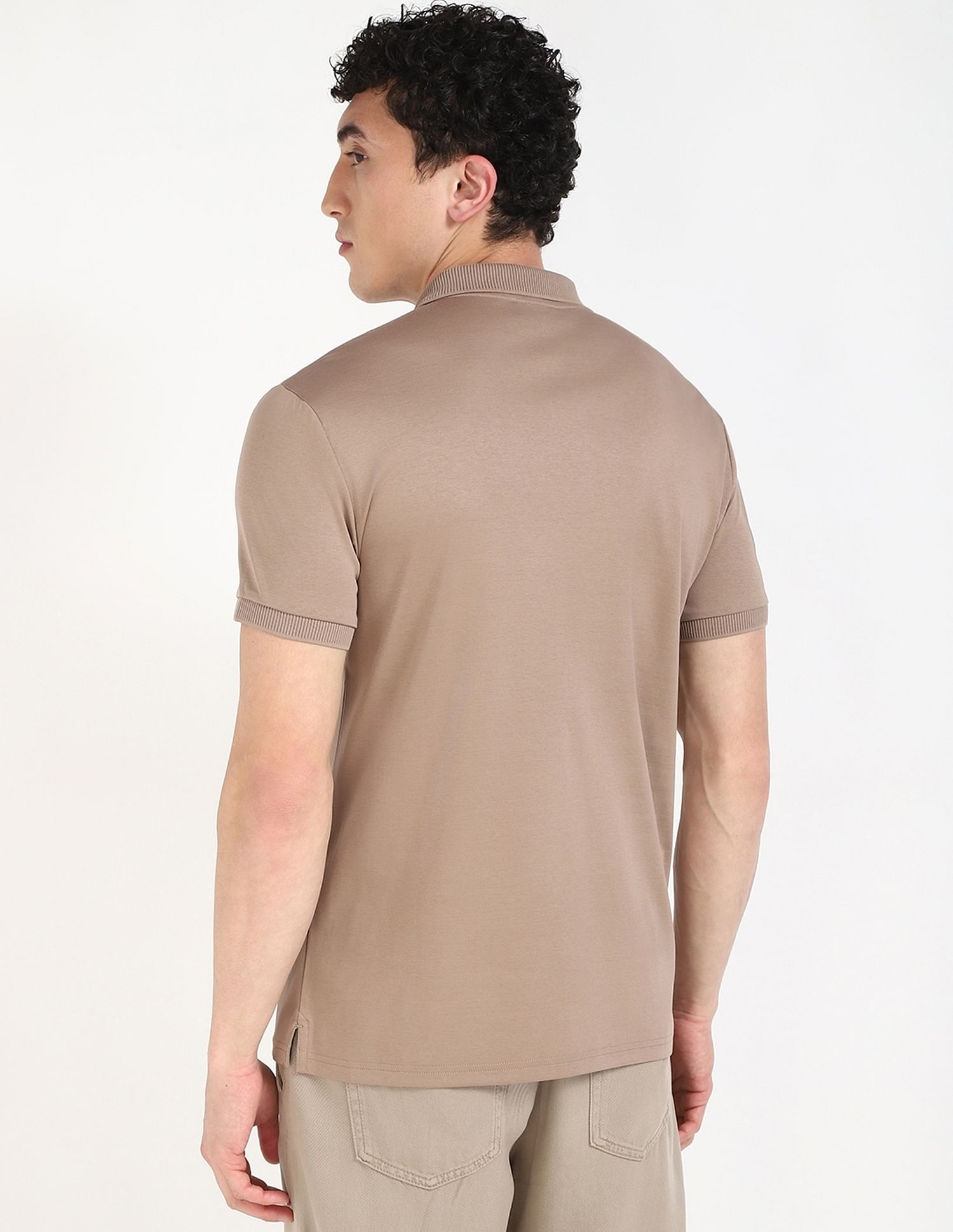 Calvin Klein Jeans Solid Regular-Fit Cotton Polo T-Shirt