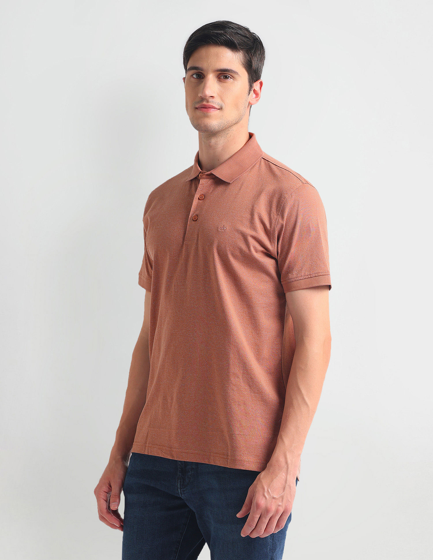 Arrow Horizontal Stripe Cotton Polo Shirt