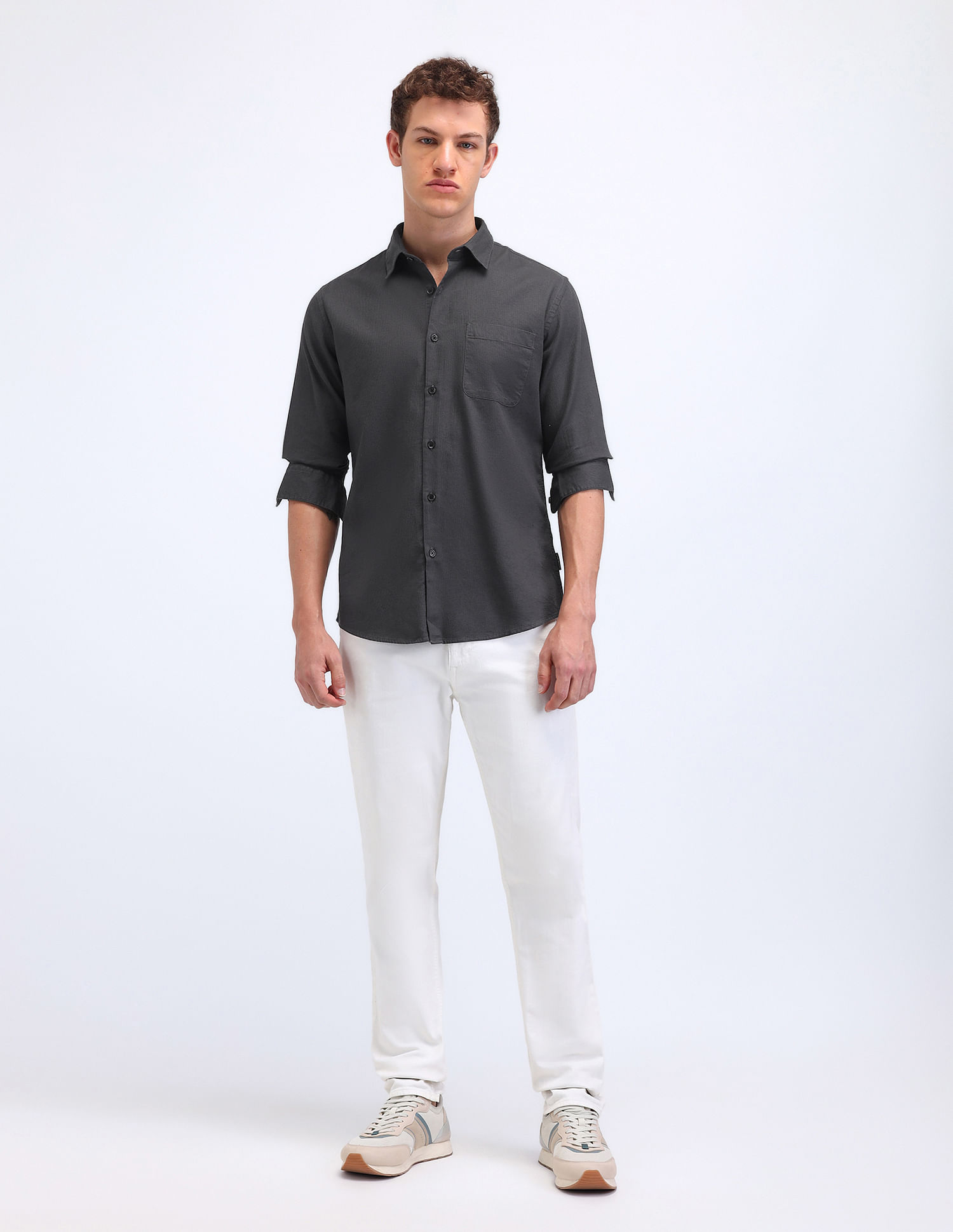 Flying Machine Textured Slim Fit Shirt