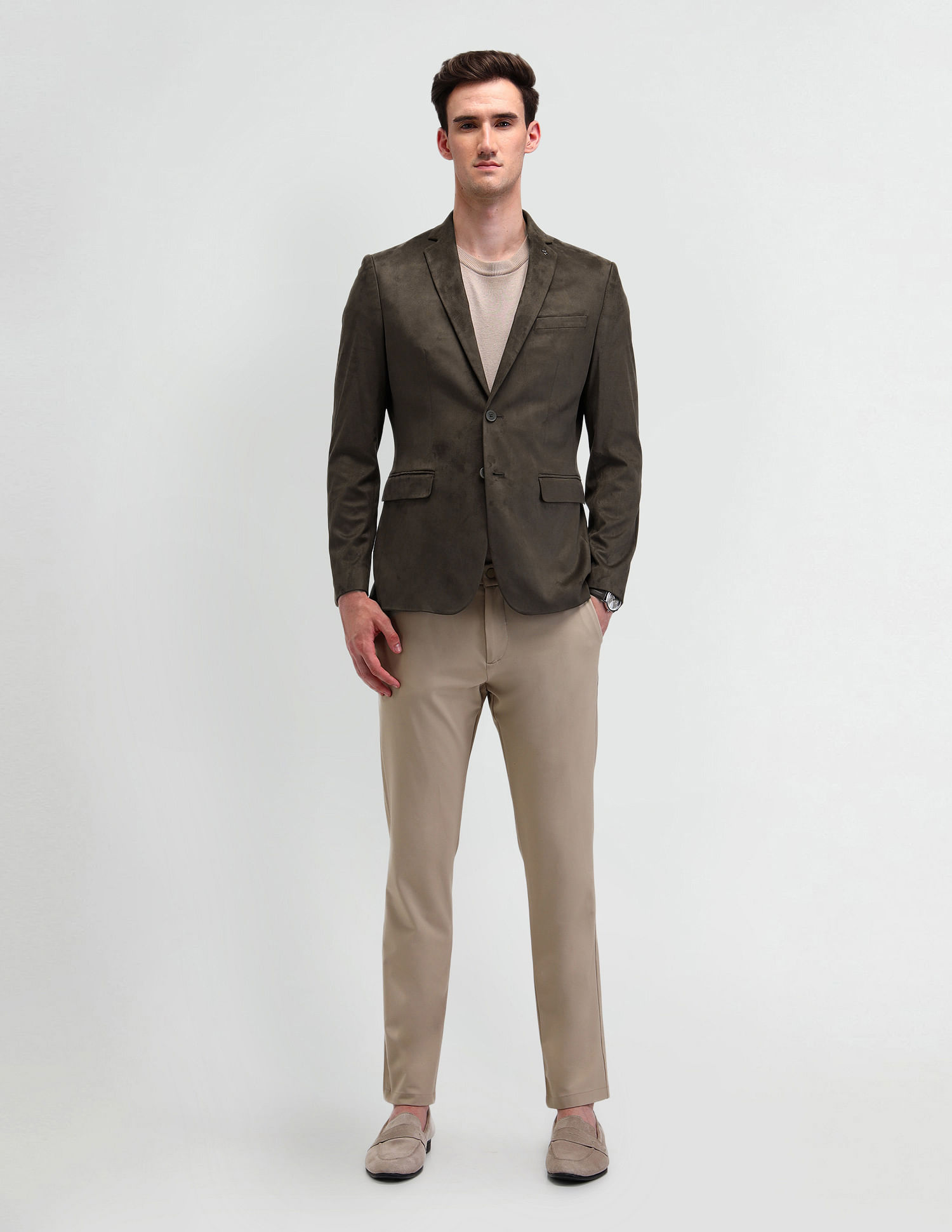 Arrow Zero Calorie Slim Fit Knitted Suede Blazer