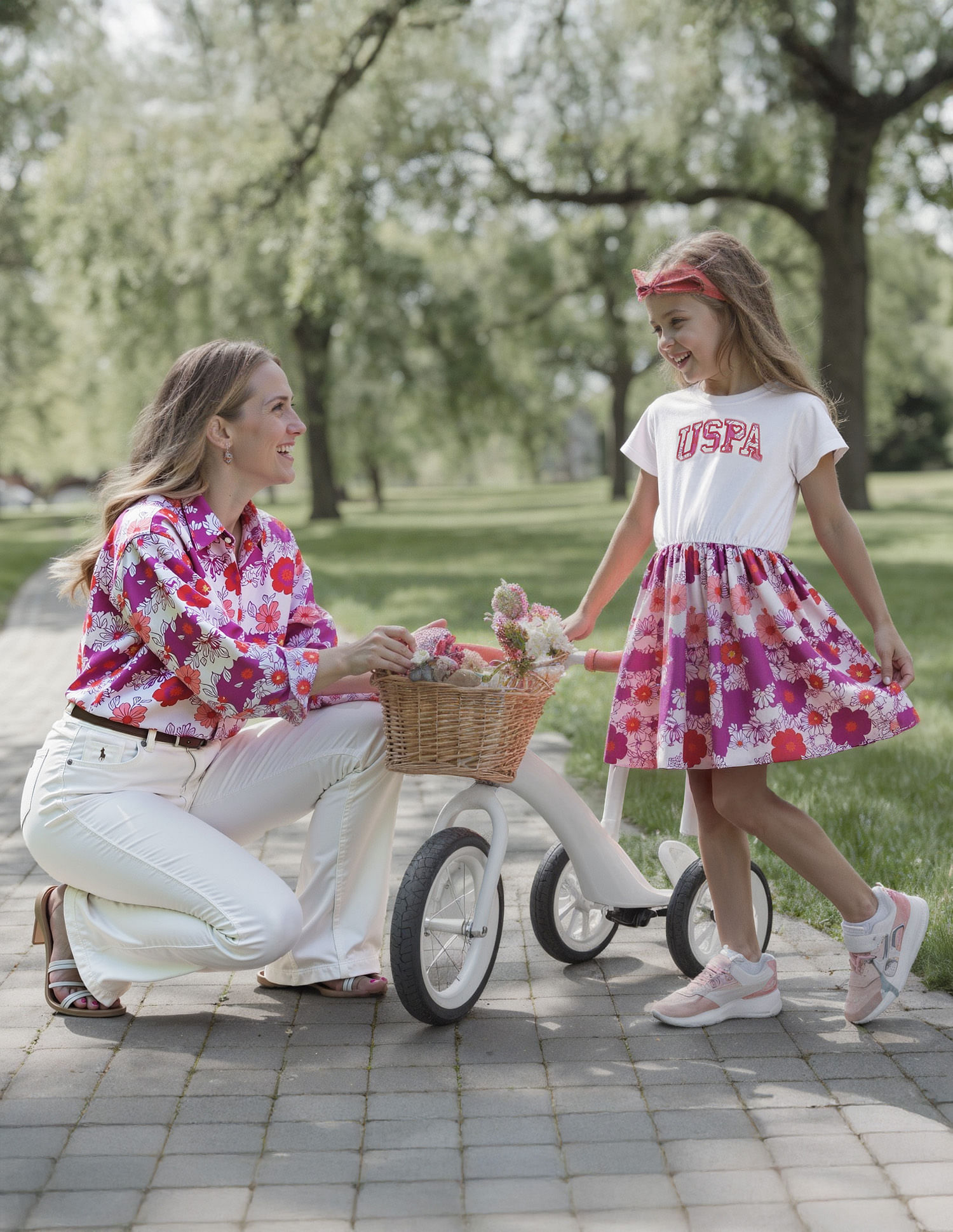 U.S. Polo Assn. Kids Girls Floral Printed Fit And Flare Dress