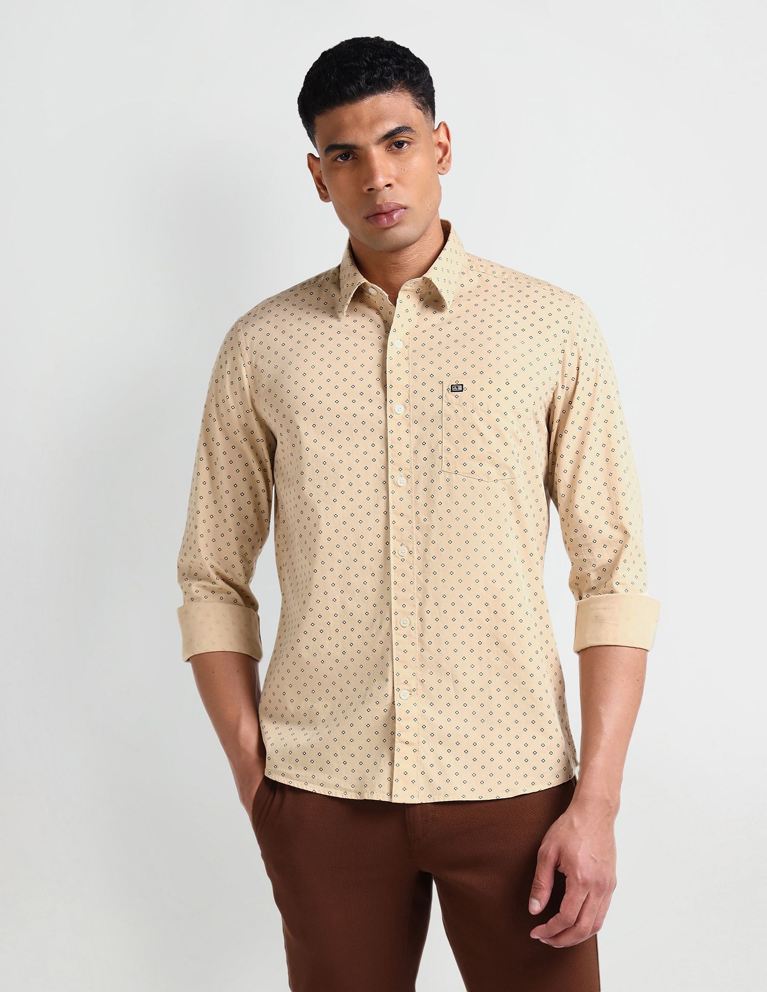 Arrow Sports Slim Fit Geometric Print Shirt