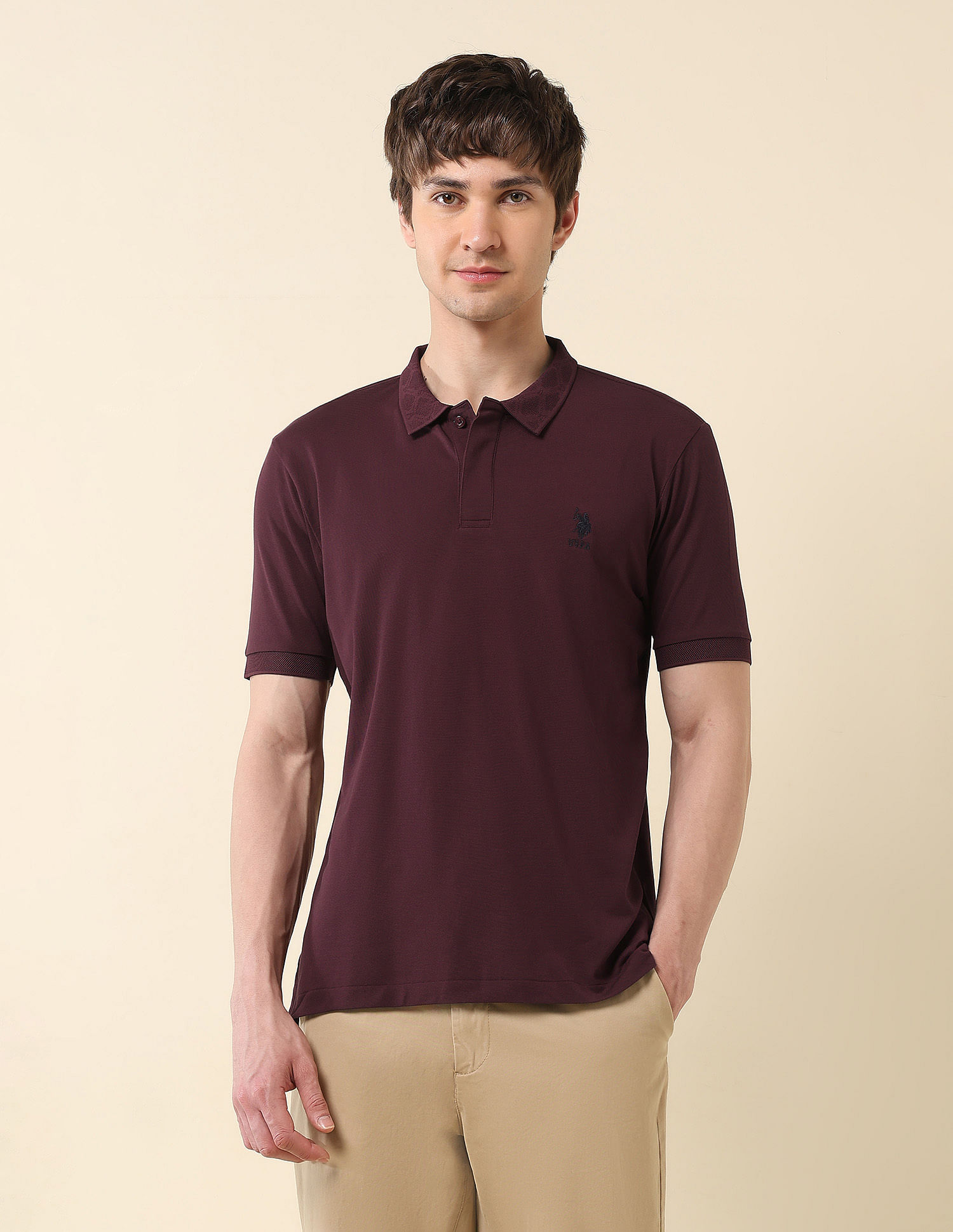 U.S. Polo Assn. Solid Slim Fit Varsity Polo Shirt