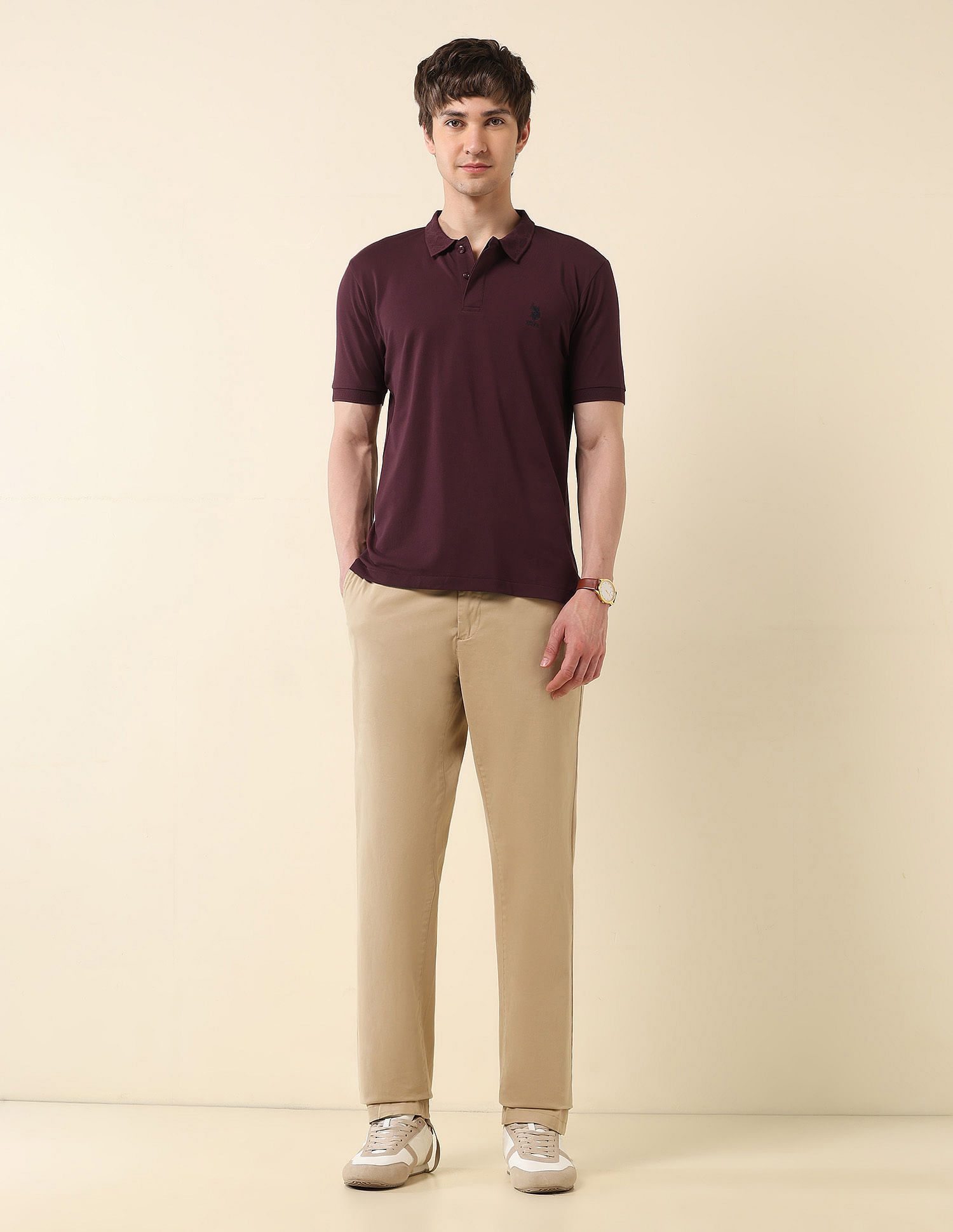 U.S. Polo Assn. Solid Slim Fit Varsity Polo Shirt