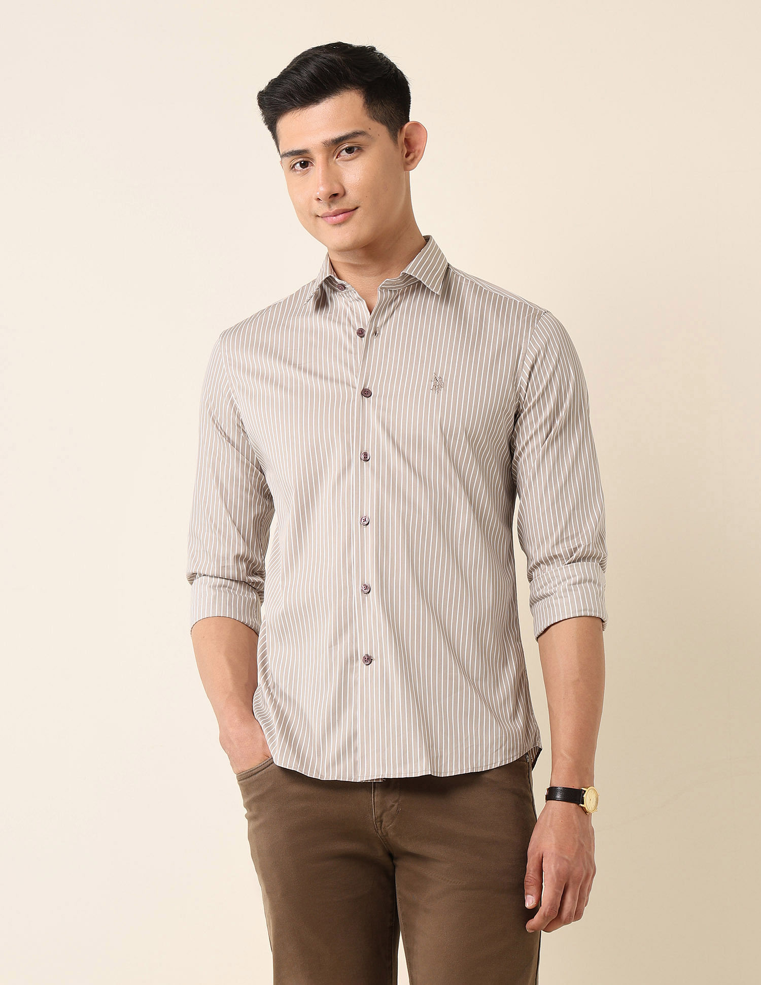 U.S. Polo Assn. Tailored Fit Vertical Striped Shirt