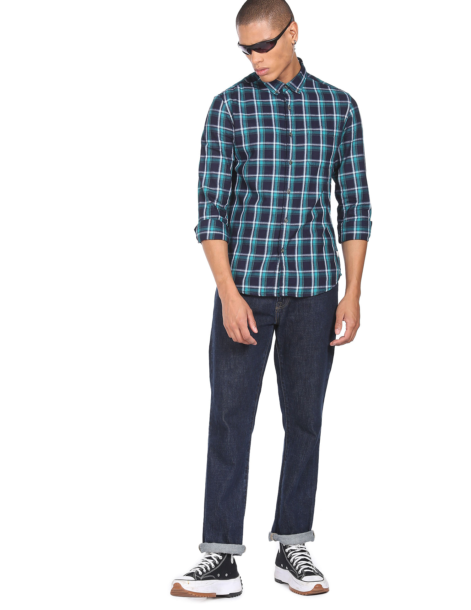 Flying Machine Plaid Check Cotton Shirt