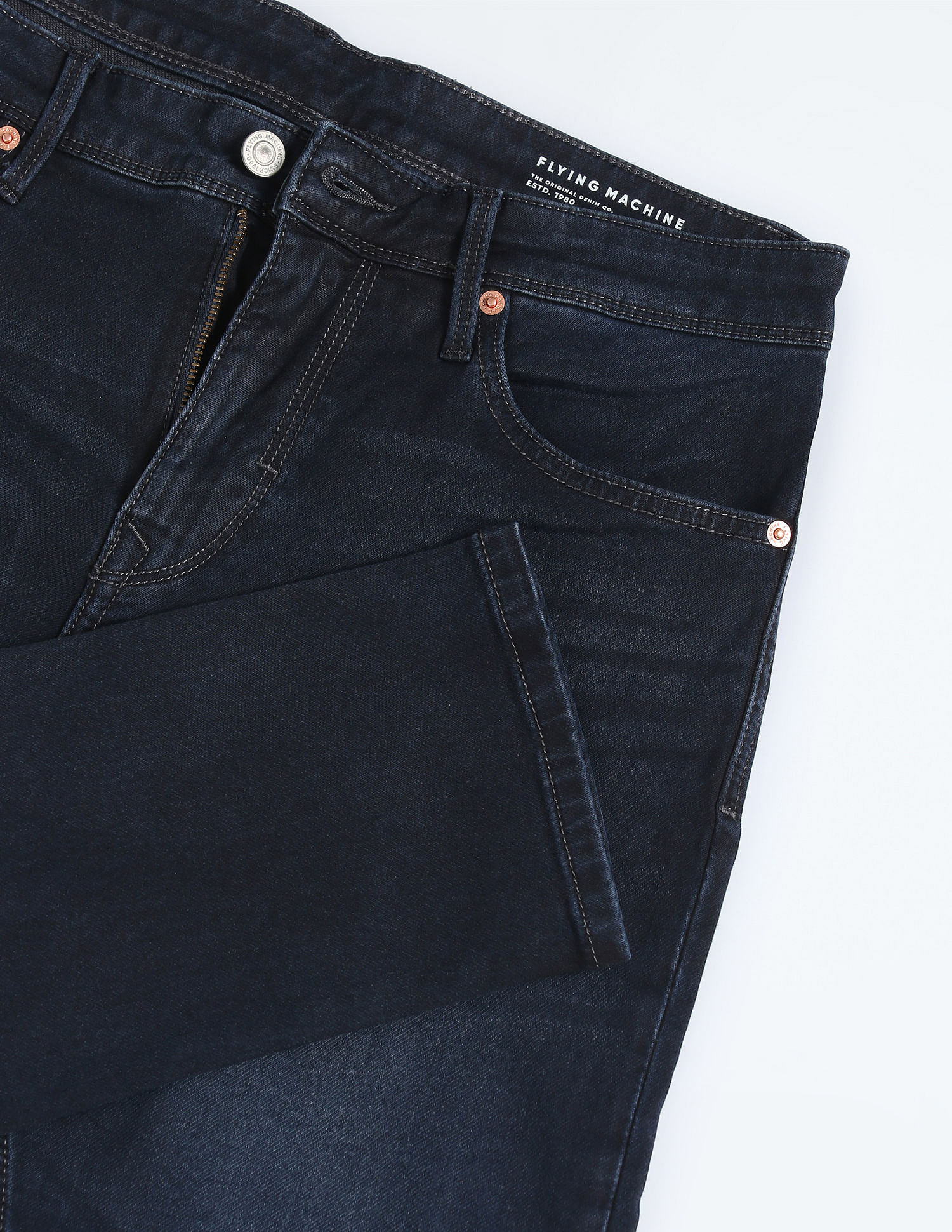 Flying Machine Mid Rise Slash Slim Tapered Jeans