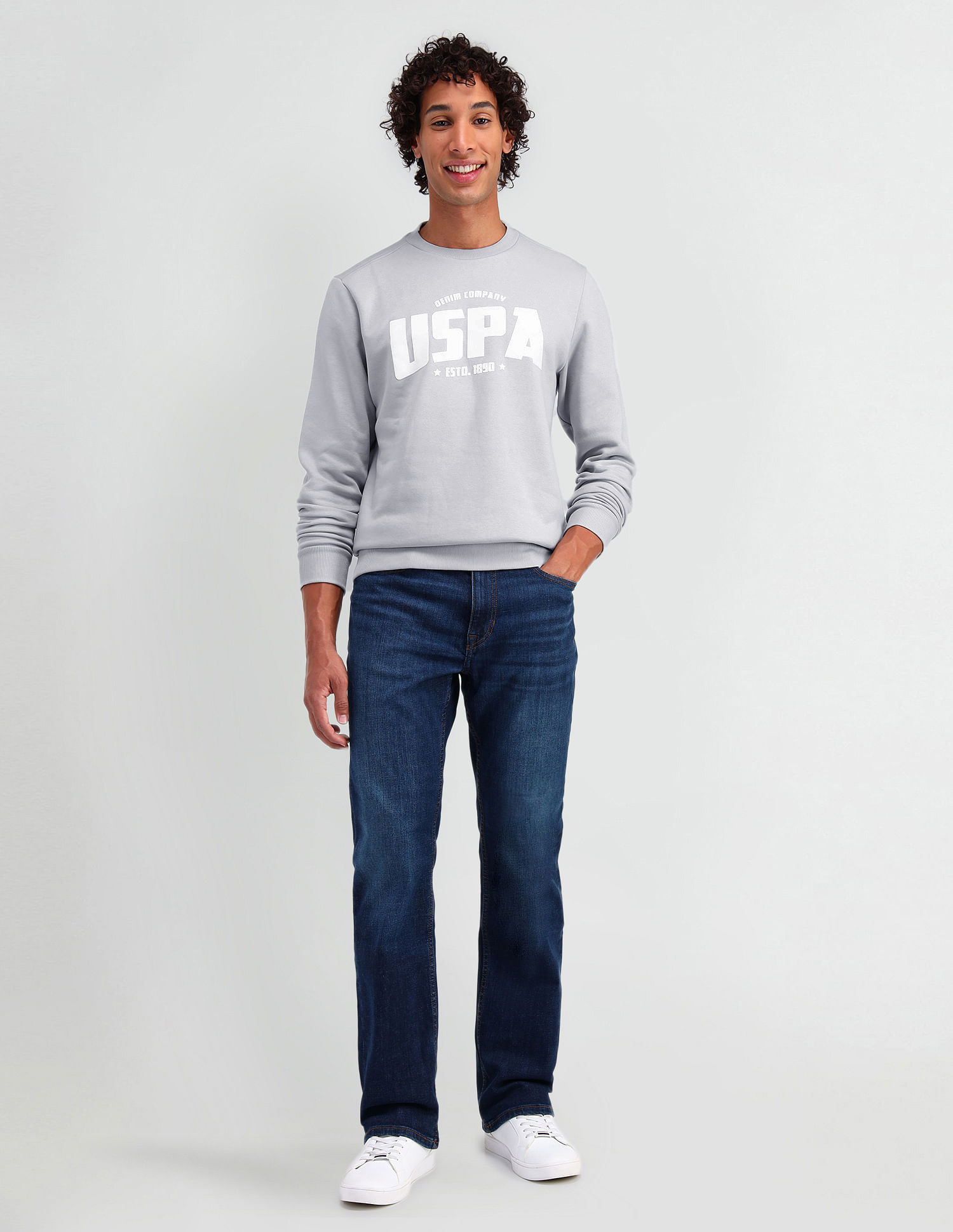 U.S. Polo Assn. Denim Co. Crew Neck Brand Printed Sweatshirt