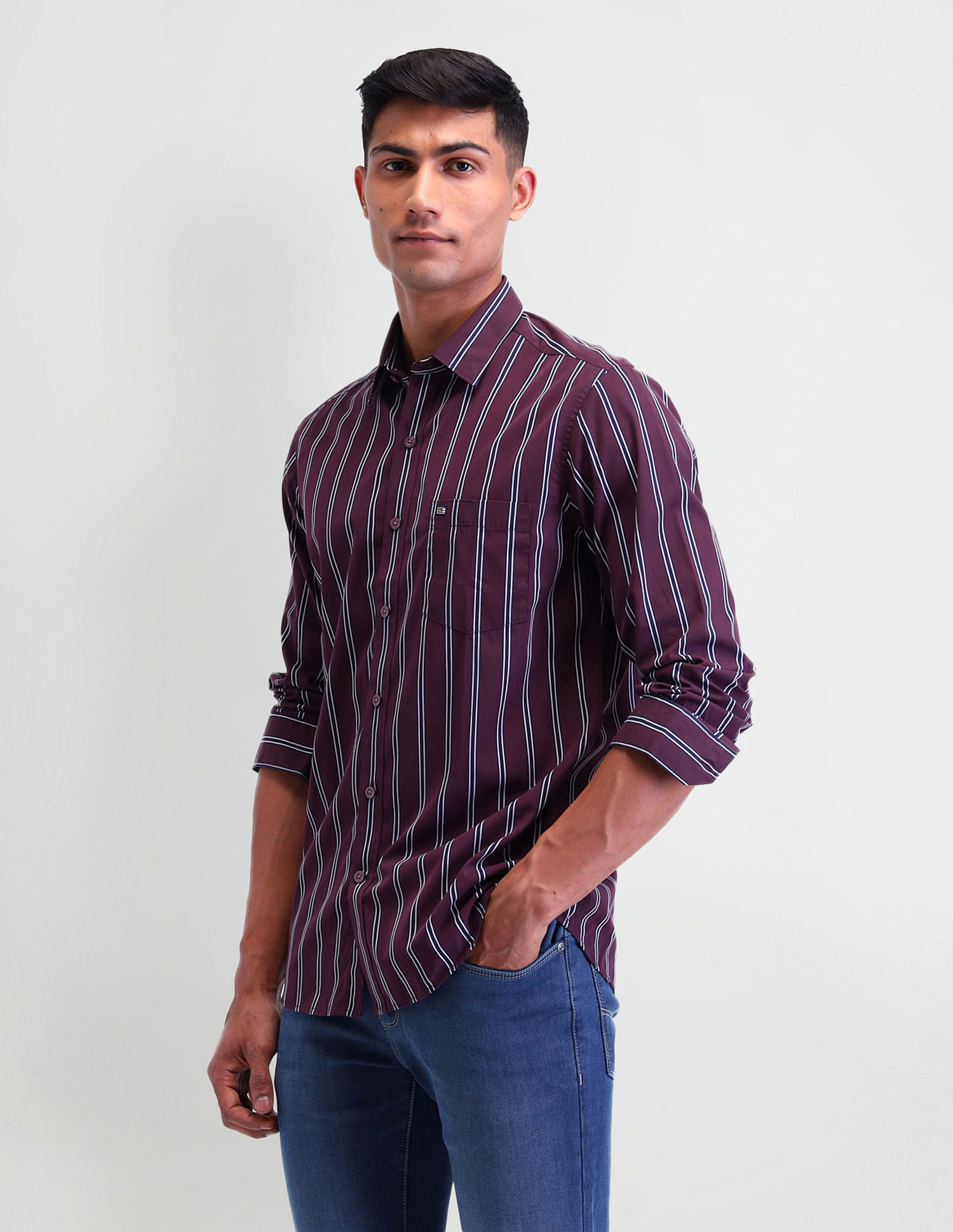 Arrow Sport Vertical Striped Slim Fit Shirt