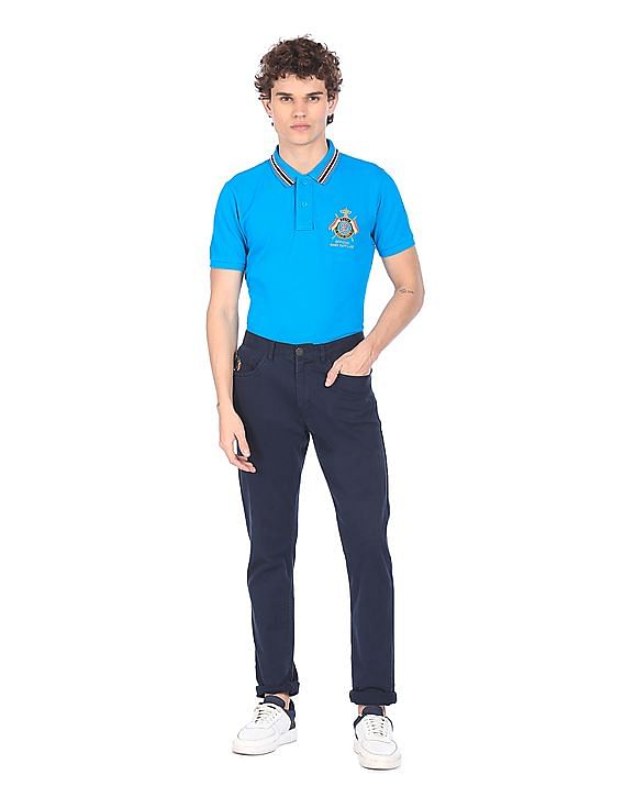 U.S. Polo Assn. Striped Collar Pique Polo Shirt