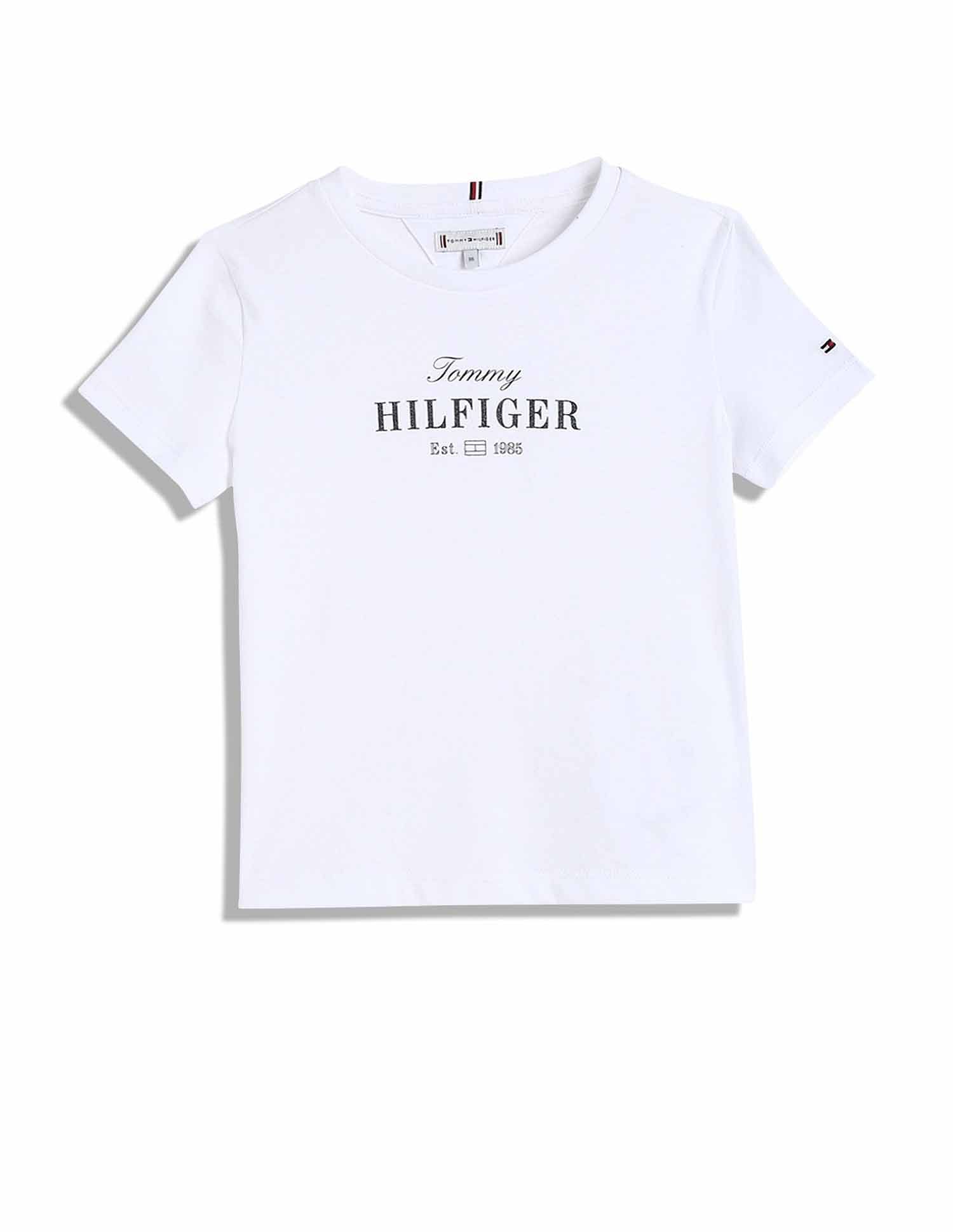 Tommy Hilfiger Kids Girls Logo Regular-Fit Cotton T-Shirt
