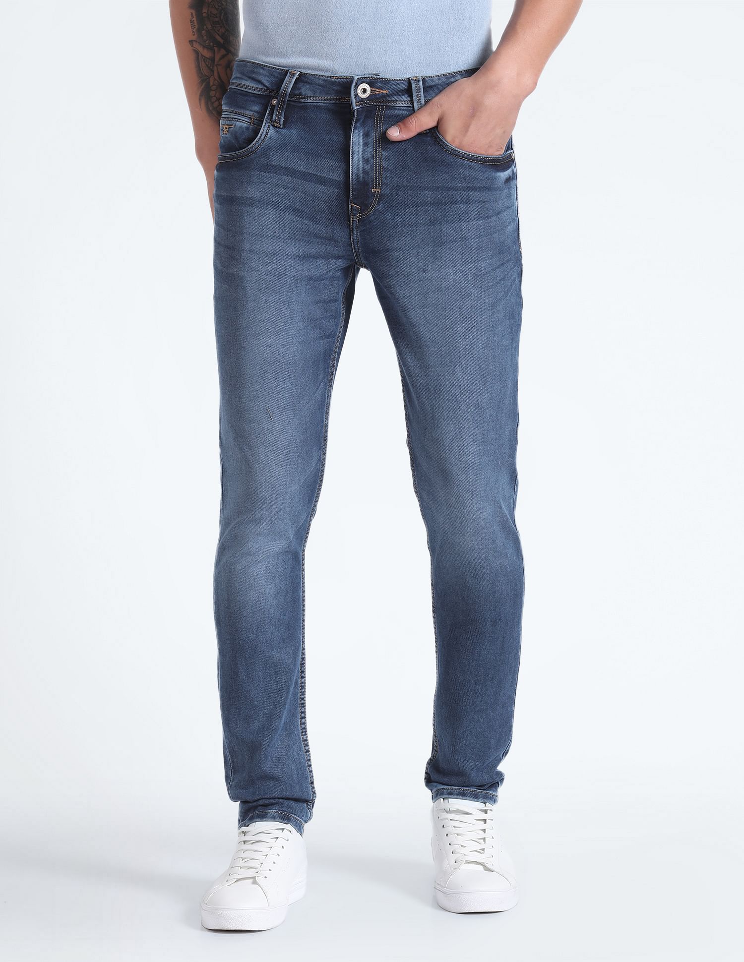 Flying Machine Mid Rise Stone Wash Jeans