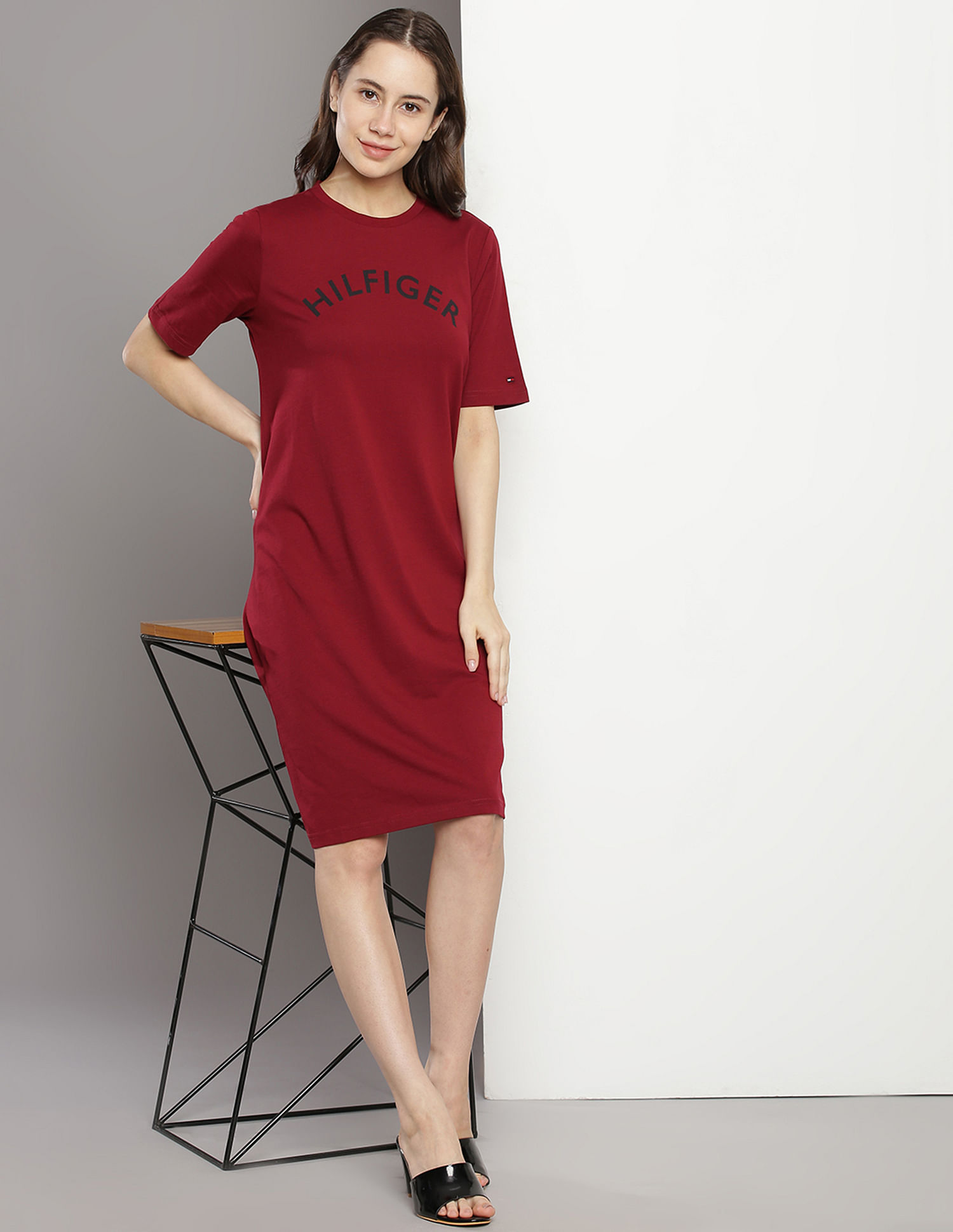 Tommy Hilfiger Crew Neck Brand Print T-Shirt Dress