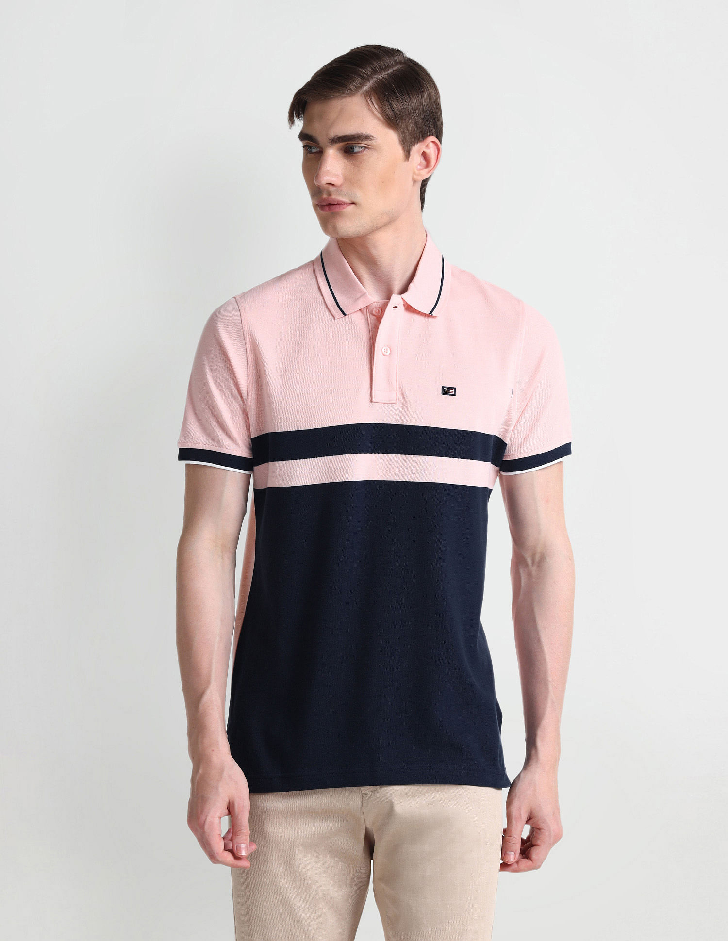 Arrow Sports Colour Block Cotton Polo Shirt