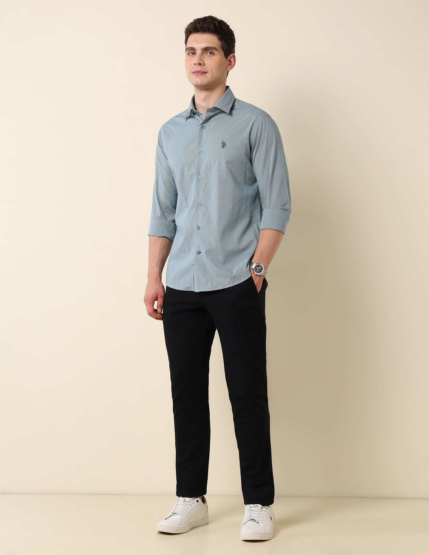 U.S. Polo Assn. Micro Checked Tailored Fit Shirt