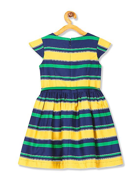 U.S. Polo Assn. Kids Girls Striped Fit And Flare Dress