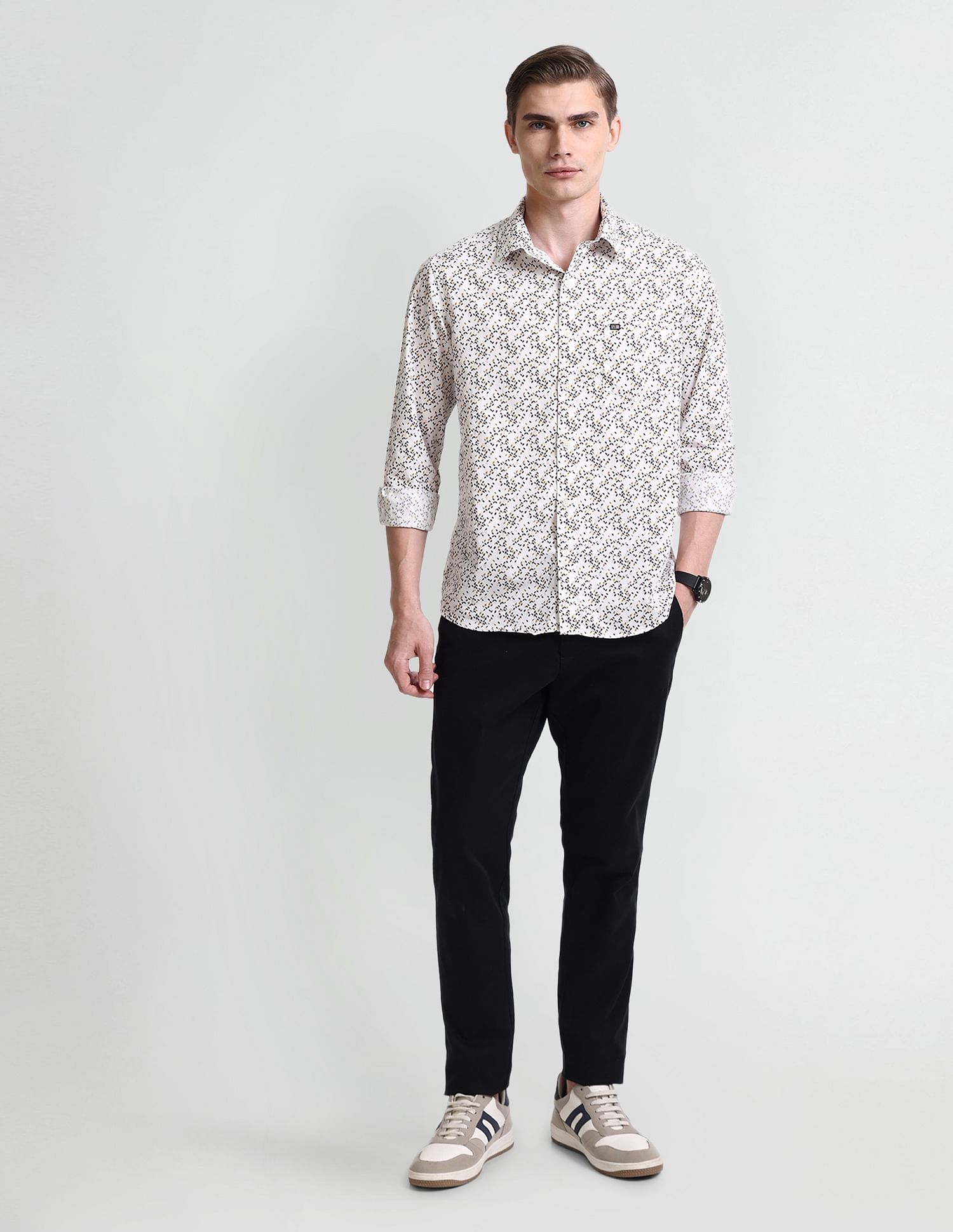 Arrow Sport Slim Fit Geometric Print Shirt
