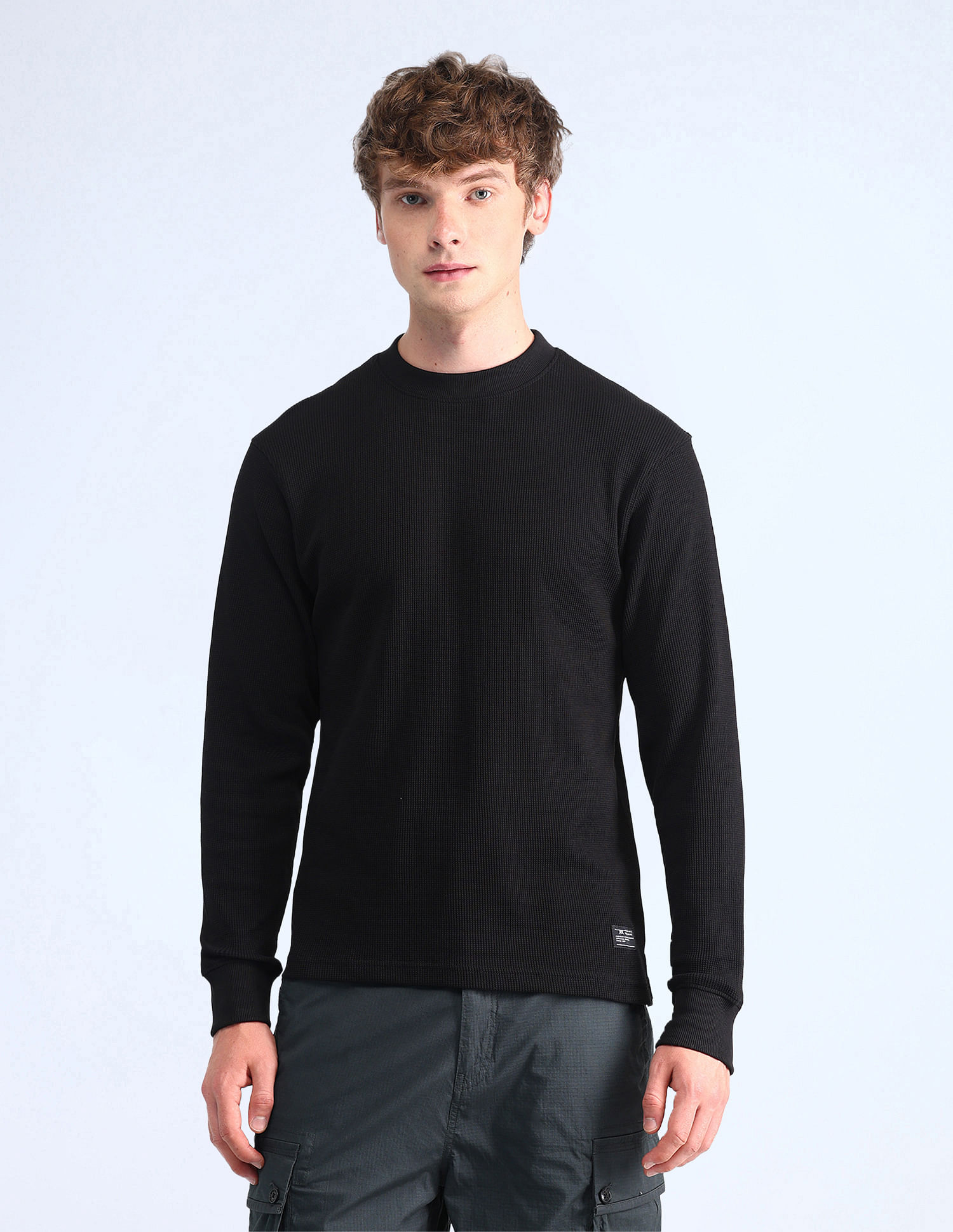Flying Machine Solid Crew Neck Sweatshirt