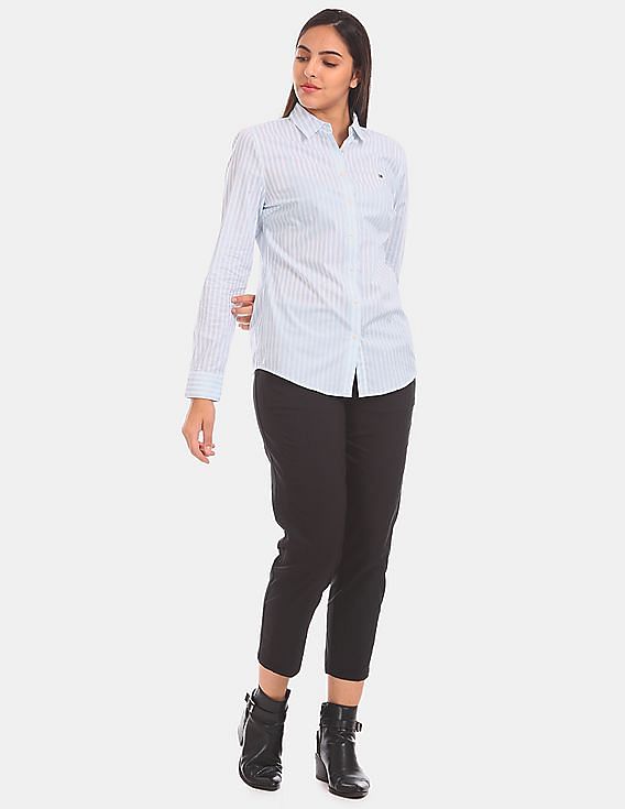 売れ筋商品|||トミー ヒルフィガー カットソー トップス レディース Women's Striped Cotton Camp Shirt French Blue Multi Tommy Hilfiger Women's Striped Cotton Camp Shirt - Macy's