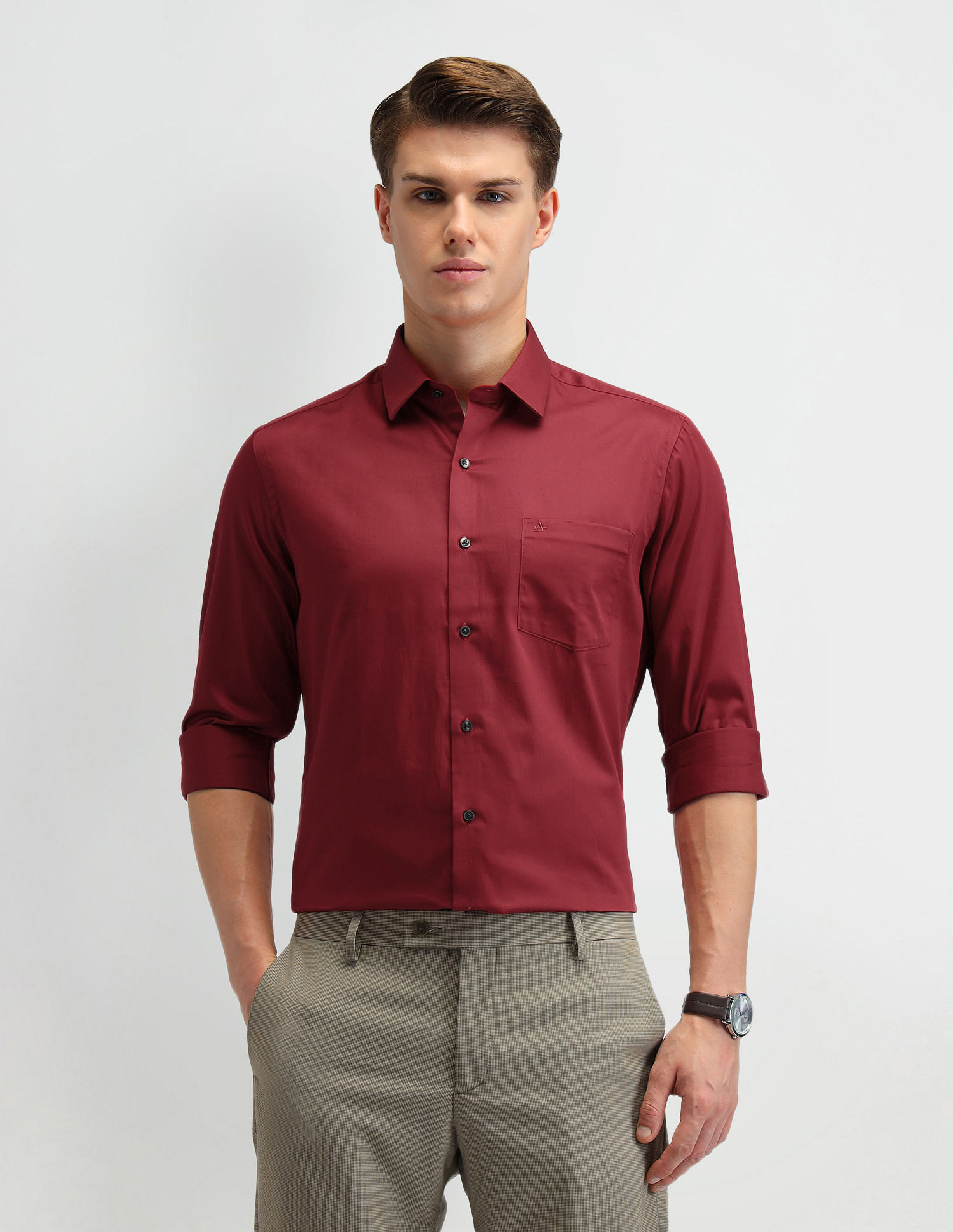 Arrow Solid Manhattan Slim Fit Shirt