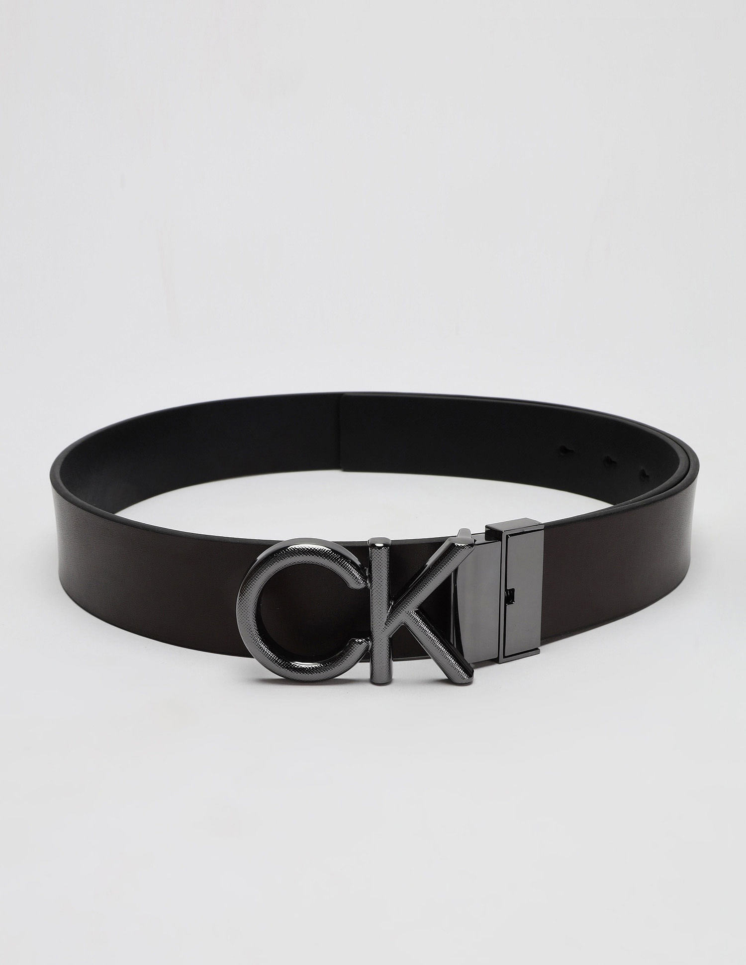 Calvin Klein Solid Black Leather Reversible Belts