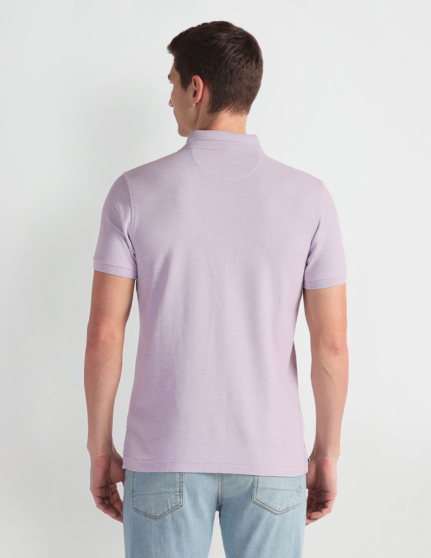 Arrow Sports Ribbed Collar Solid Polo Shirt