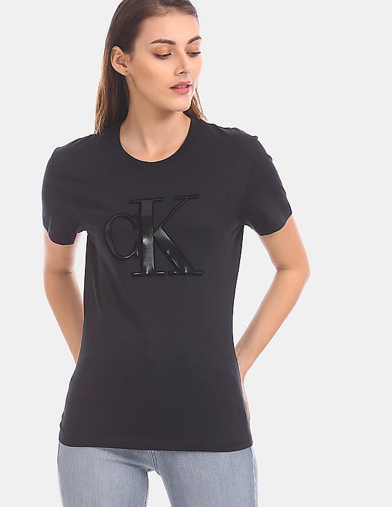 Calvin klein slim fit black t shirt best sale