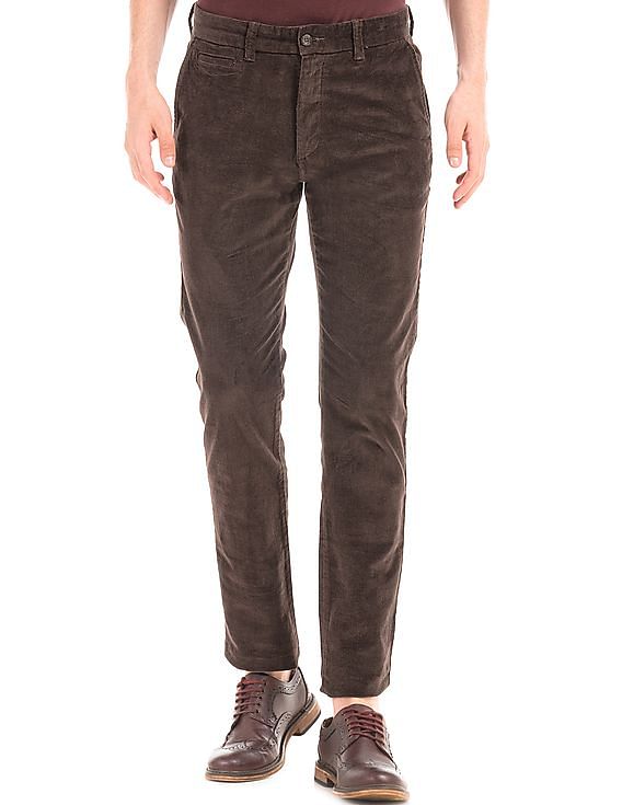 Brown Regular Fit Corduroy Trouser - Buy Brown Regular Fit Corduroy Trouser  online in India