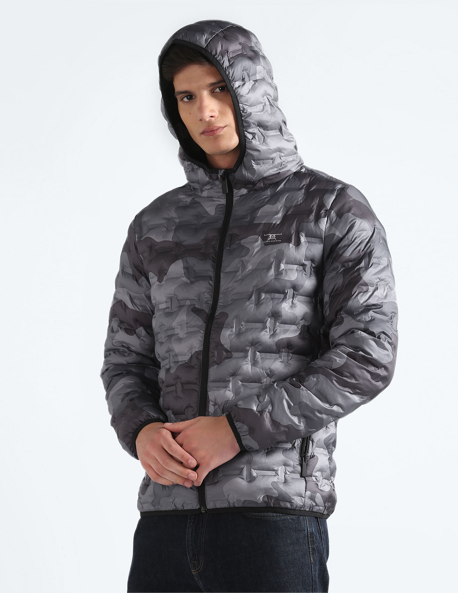 Flying Machine Camouflage Thermo Tech Hooded Jacket