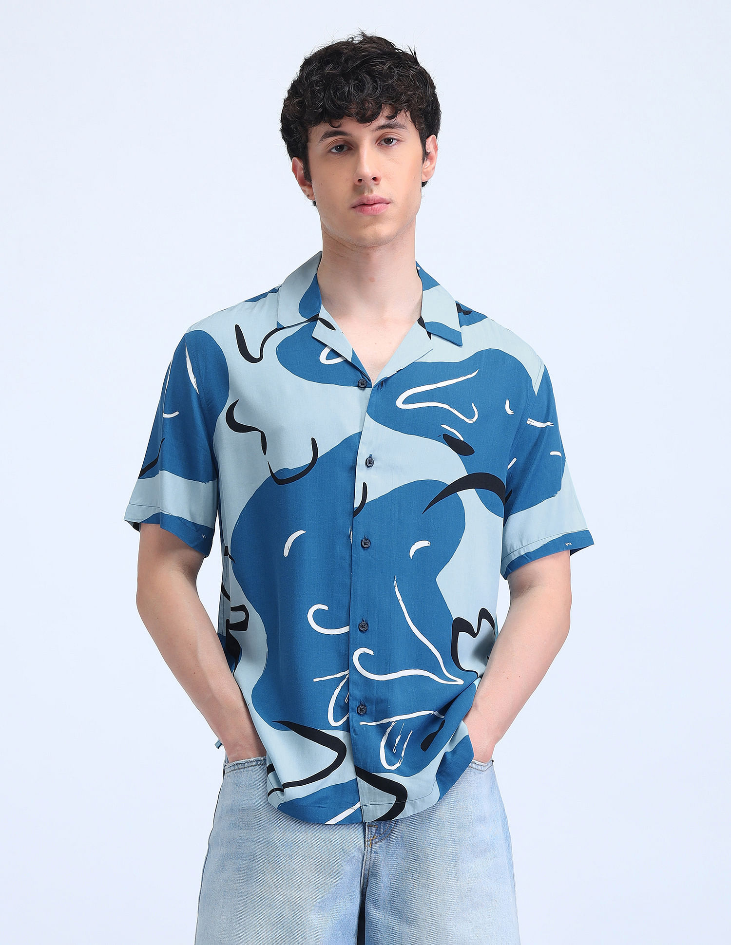 Flying Machine Abstract Pattern Regular Shirt