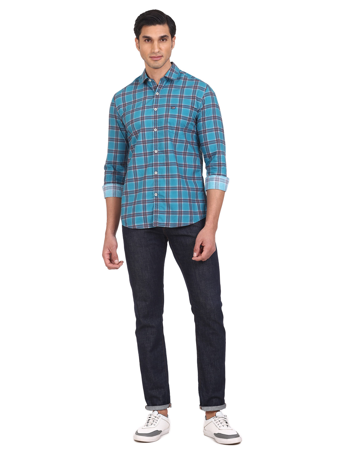 Buy Arrow Sports Spread Collar Check Shirt - NNNOW.com