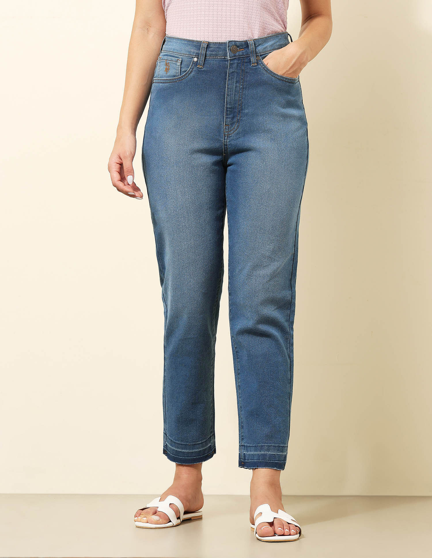 U.S. Polo Assn. Women High Rise Mom Fit Jeans