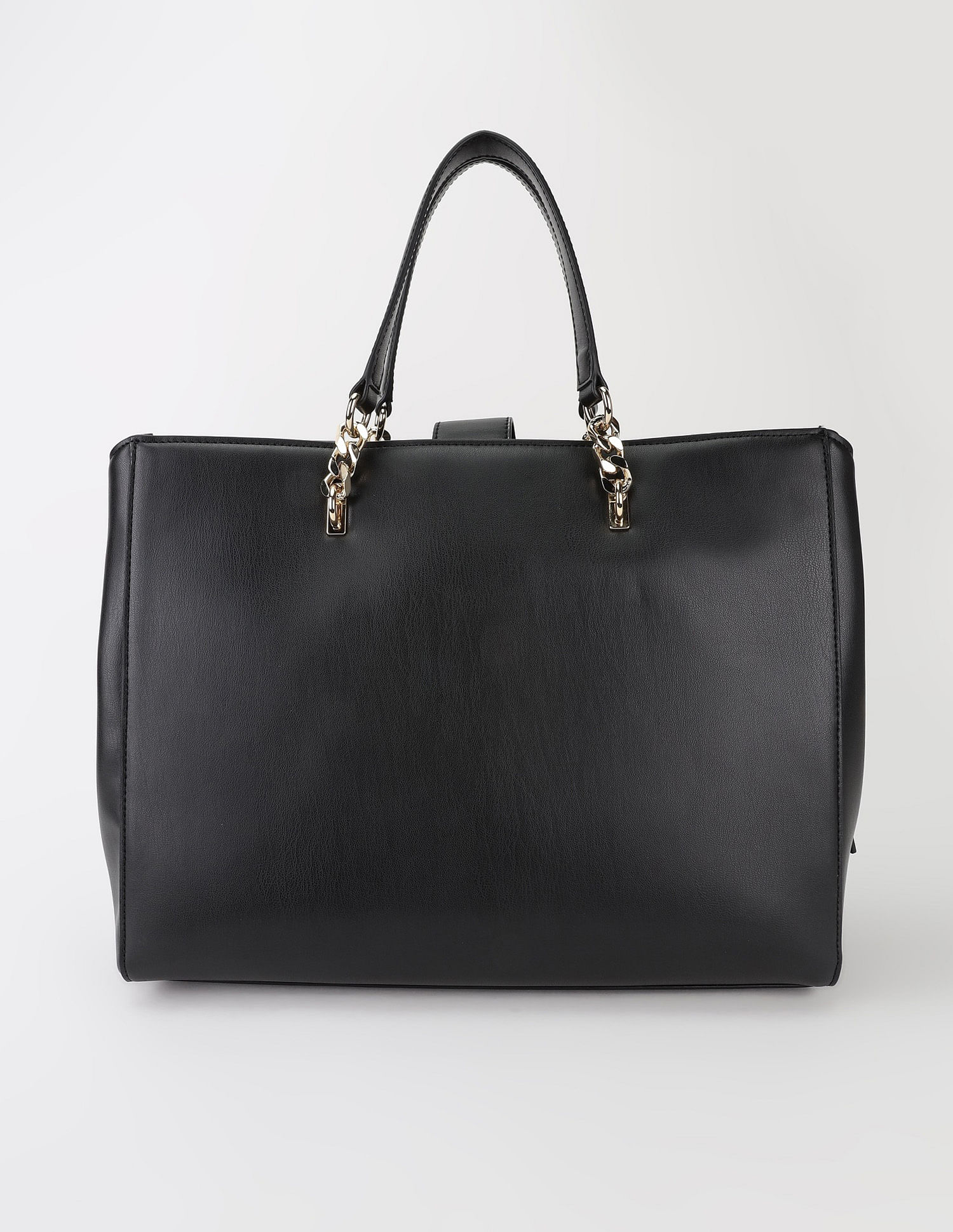 Tommy Hilfiger Solid Black Pu Handbag