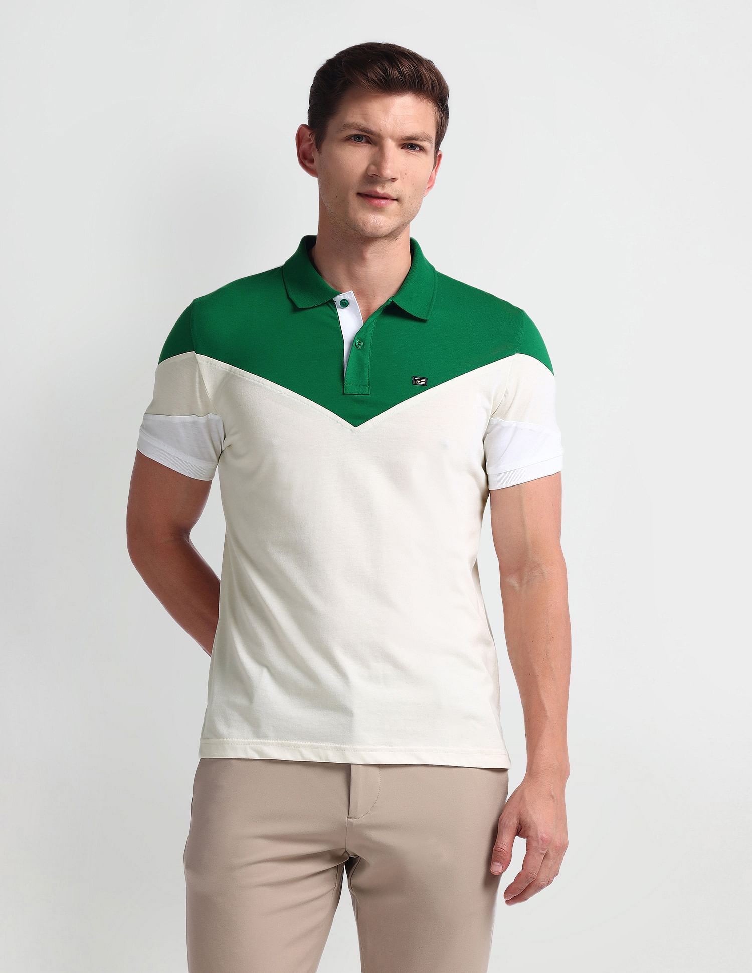 Arrow Sport Short Sleeve Color Block Polo Shirt