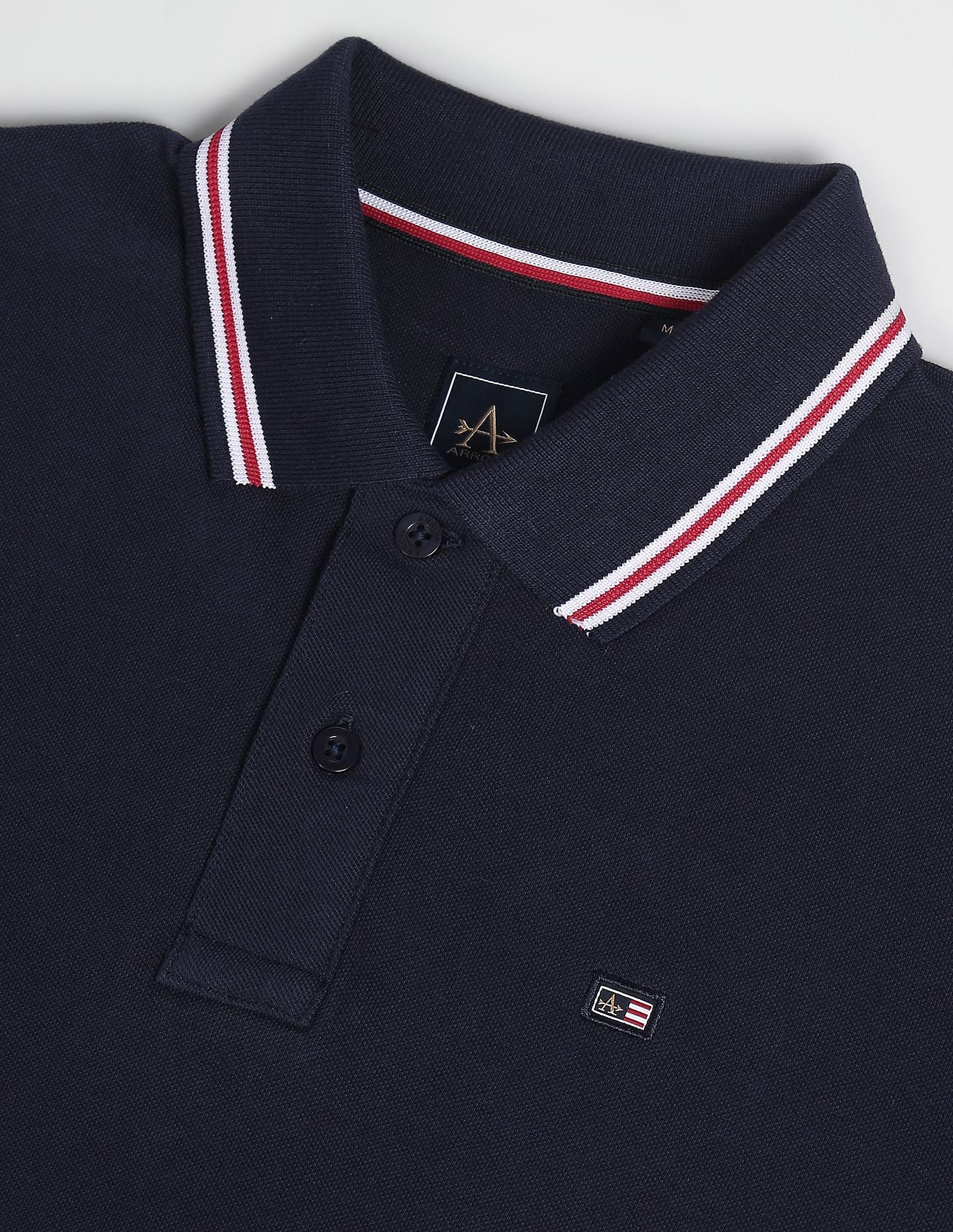 Arrow Sports Striped Hem Cotton Polo Shirt