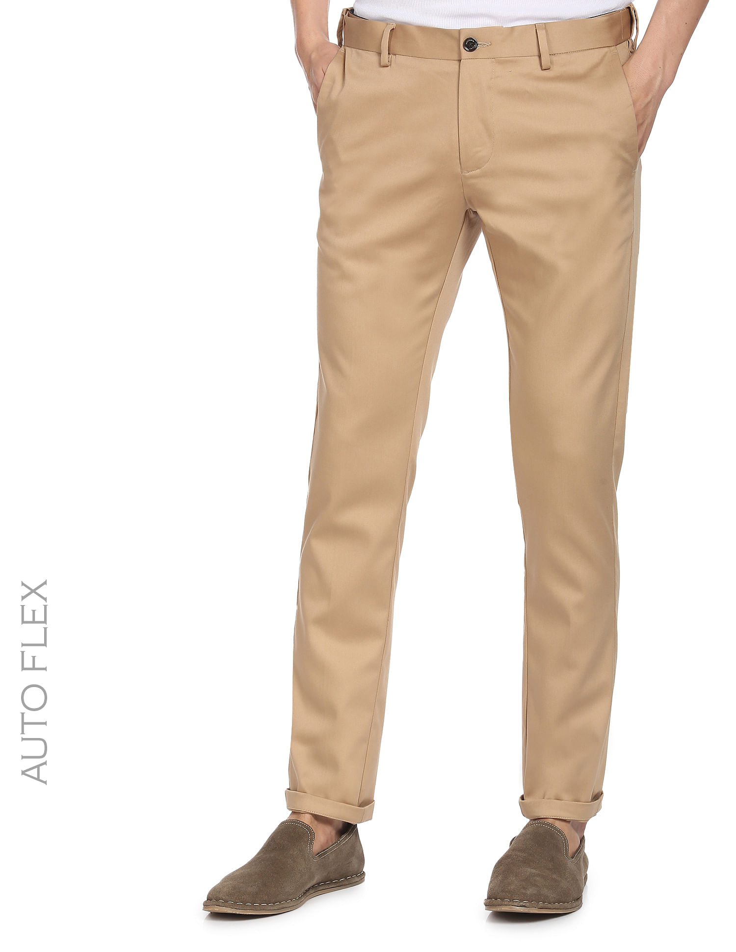 Buy Arrow Sports Stain Resistant Bronson Slim Fit Autoflex Trousers