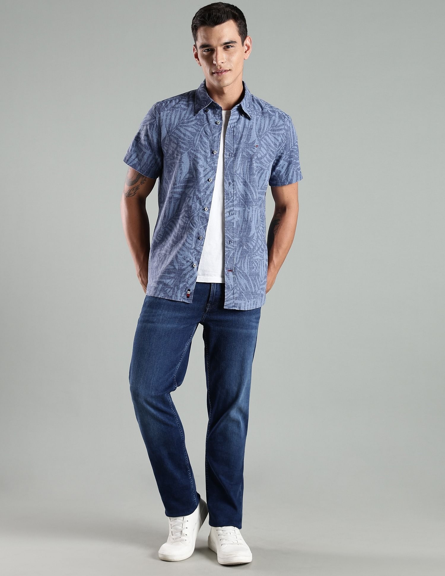 Tommy Hilfiger Printed Regular Fit Cotton Shirt