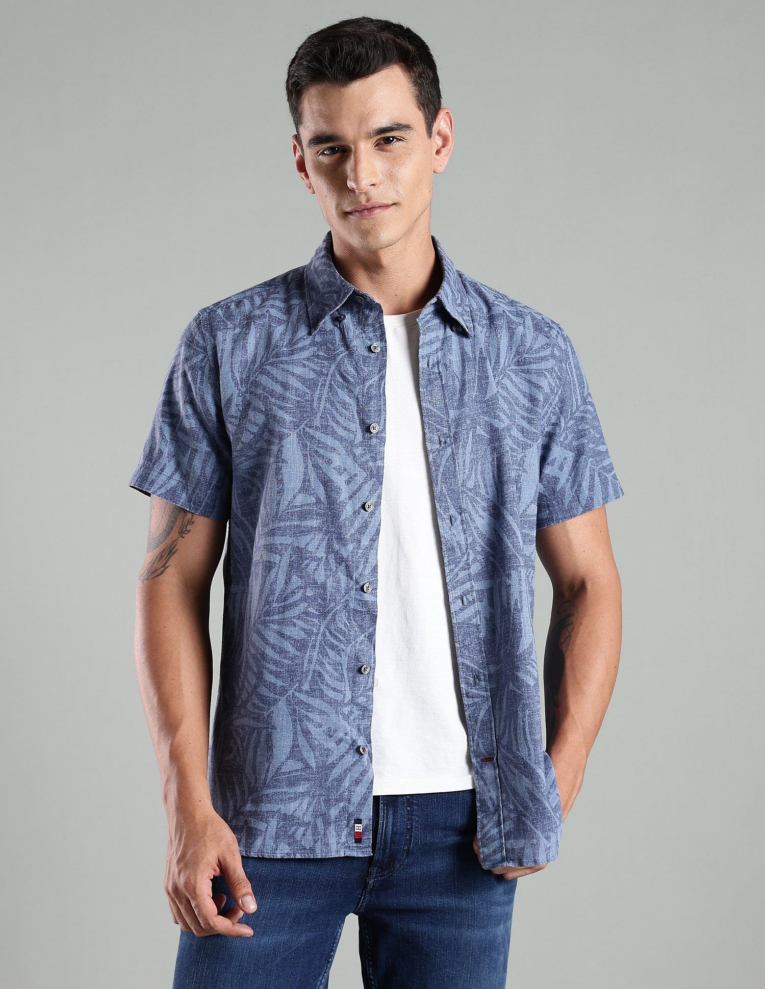 Tommy Hilfiger Printed Regular Fit Cotton Shirt