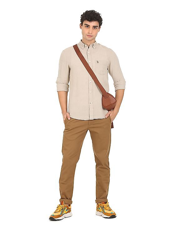 U.S. Polo Assn. Tailored Regular Fit Linen Casual Shirt