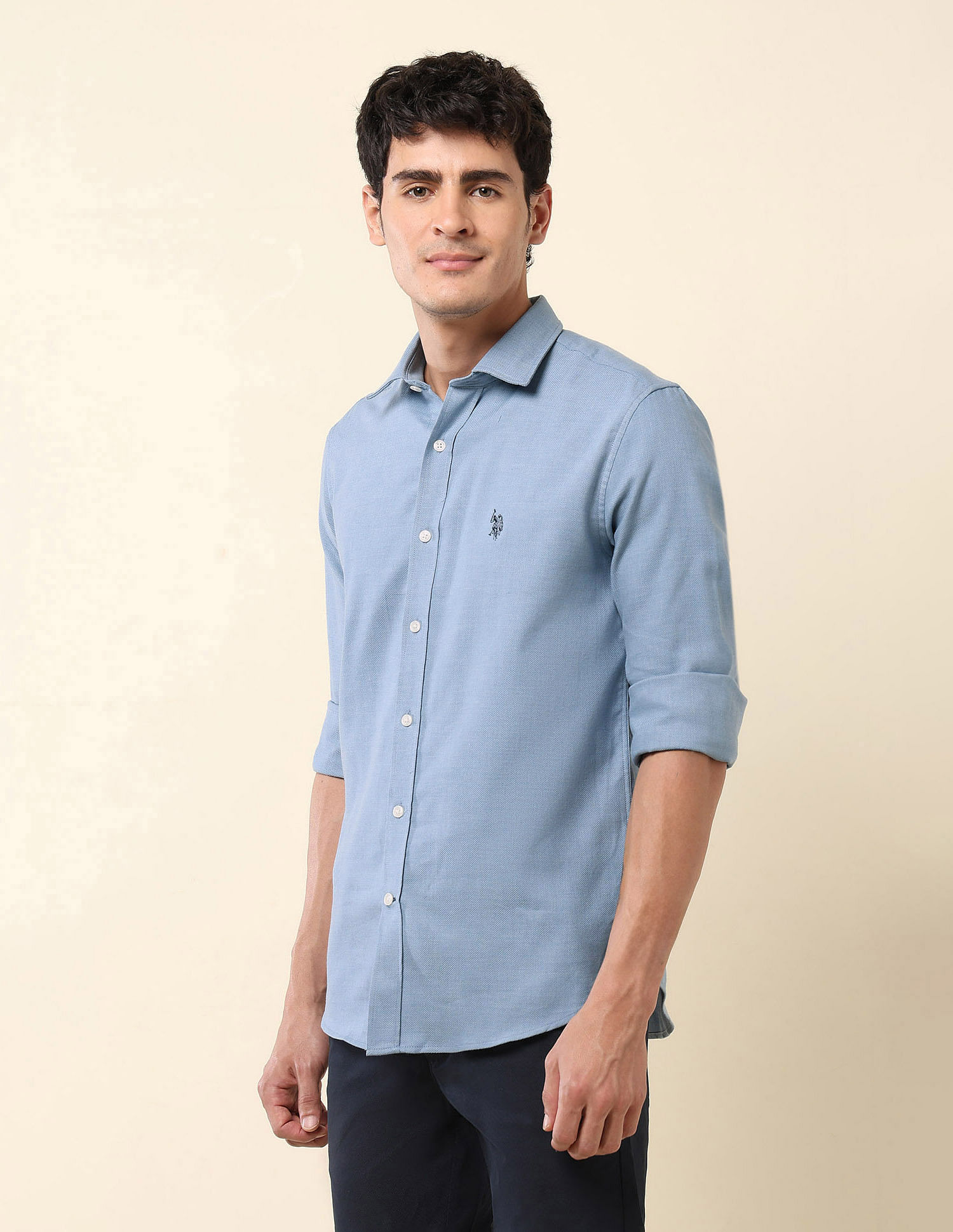 U.S. Polo Assn. Tailored Fit Pure Cotton Dobby Shirt