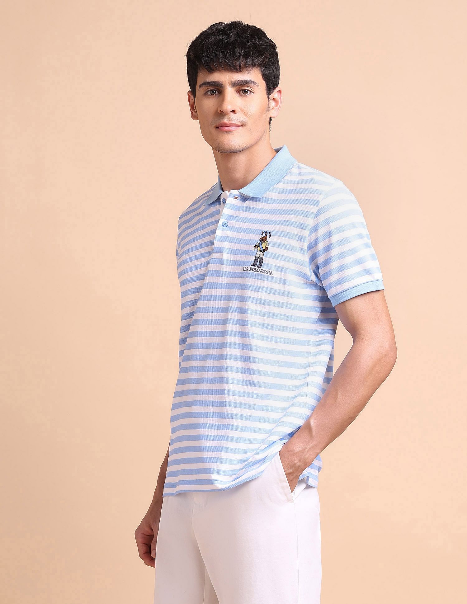 U.S. Polo Assn. Horizontal Striped Slim Fit Polo Shirt