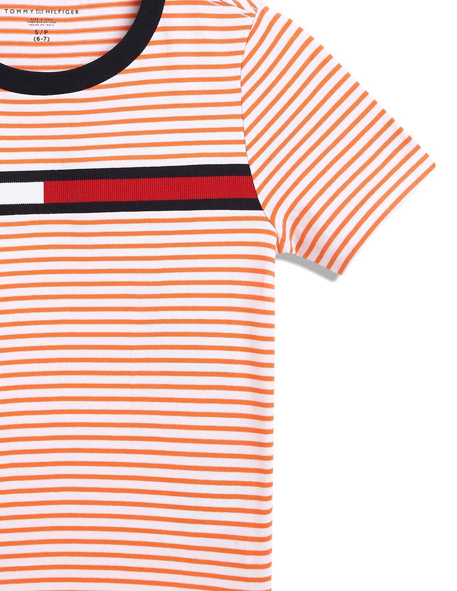 Tommy Hilfiger Kids Boys Striped Regular-Fit Cotton T-Shirt