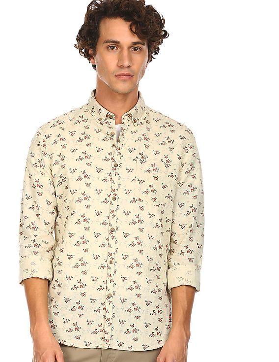 Floral print men's button down shirts Clearance