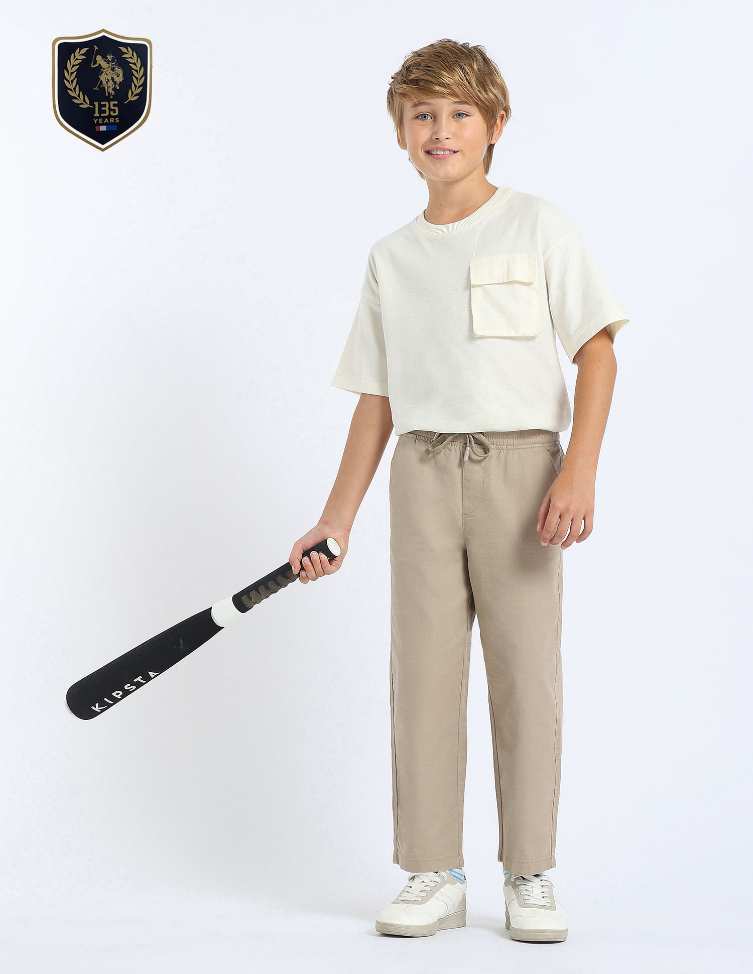 U.S. Polo Assn. Kids Boys Solid Relaxed Fit Trousers