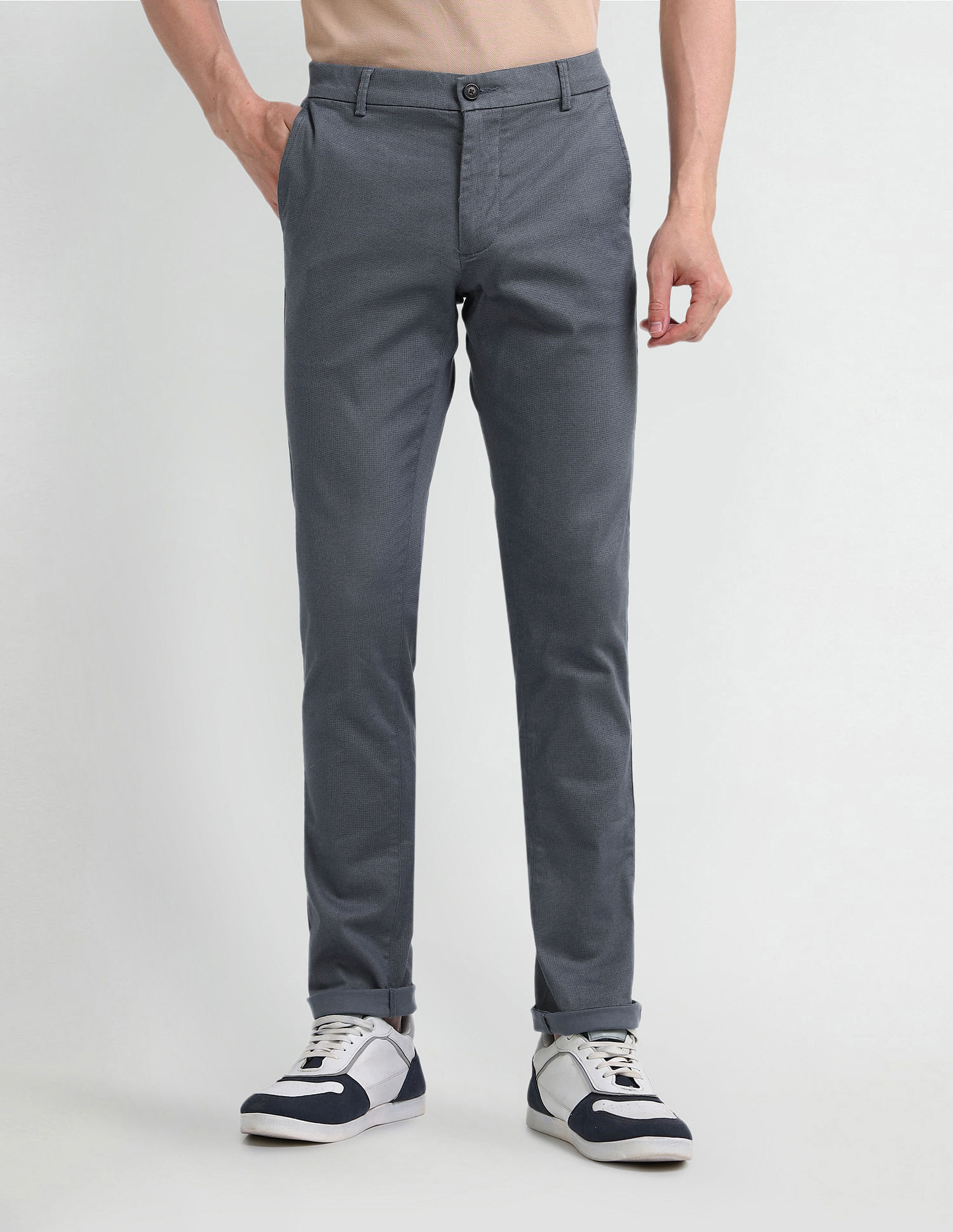 Arrow Sport Slim Mid Rise Printed Trousers