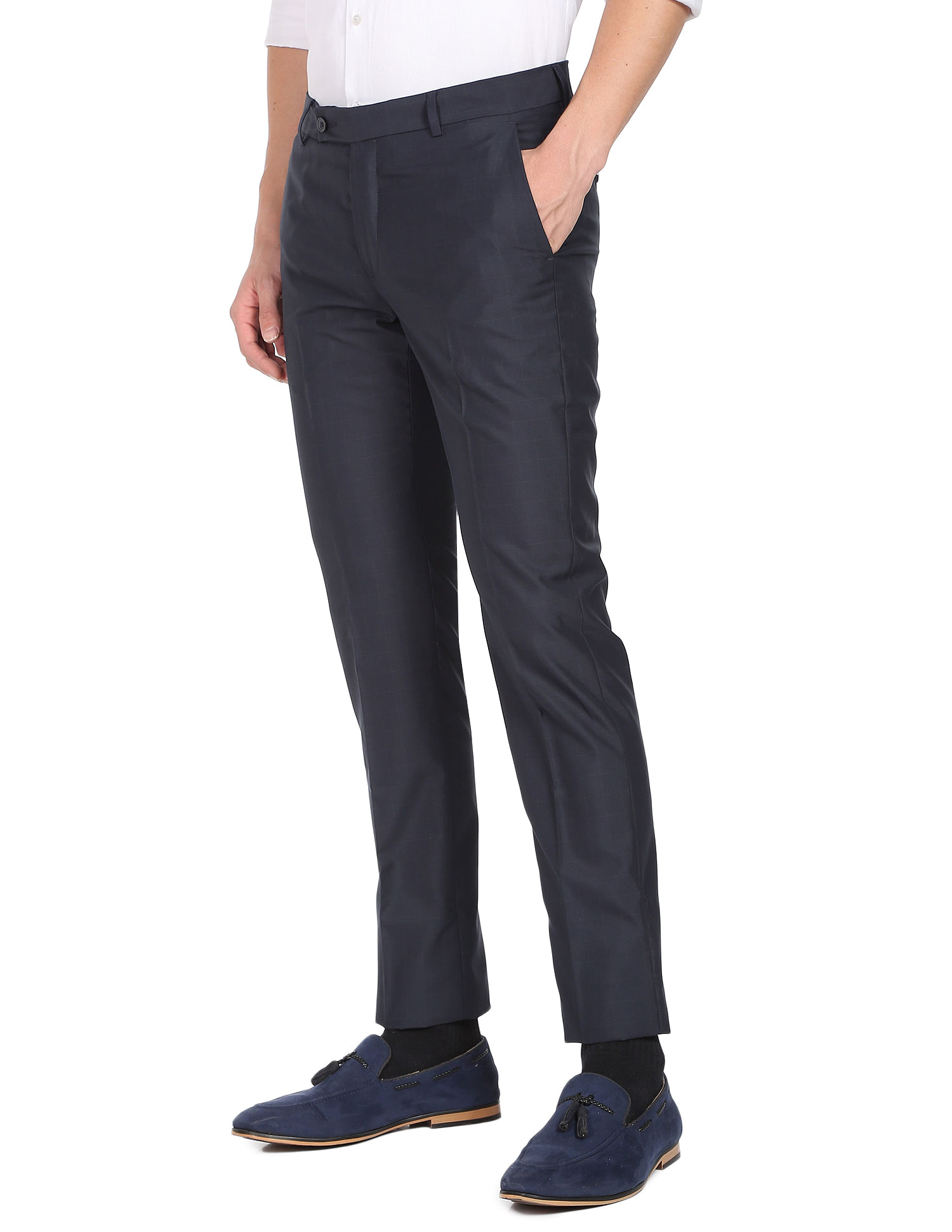 Buy Arrow Heathered Hudson Tailored Fit Formal Trousers - NNNOW.com