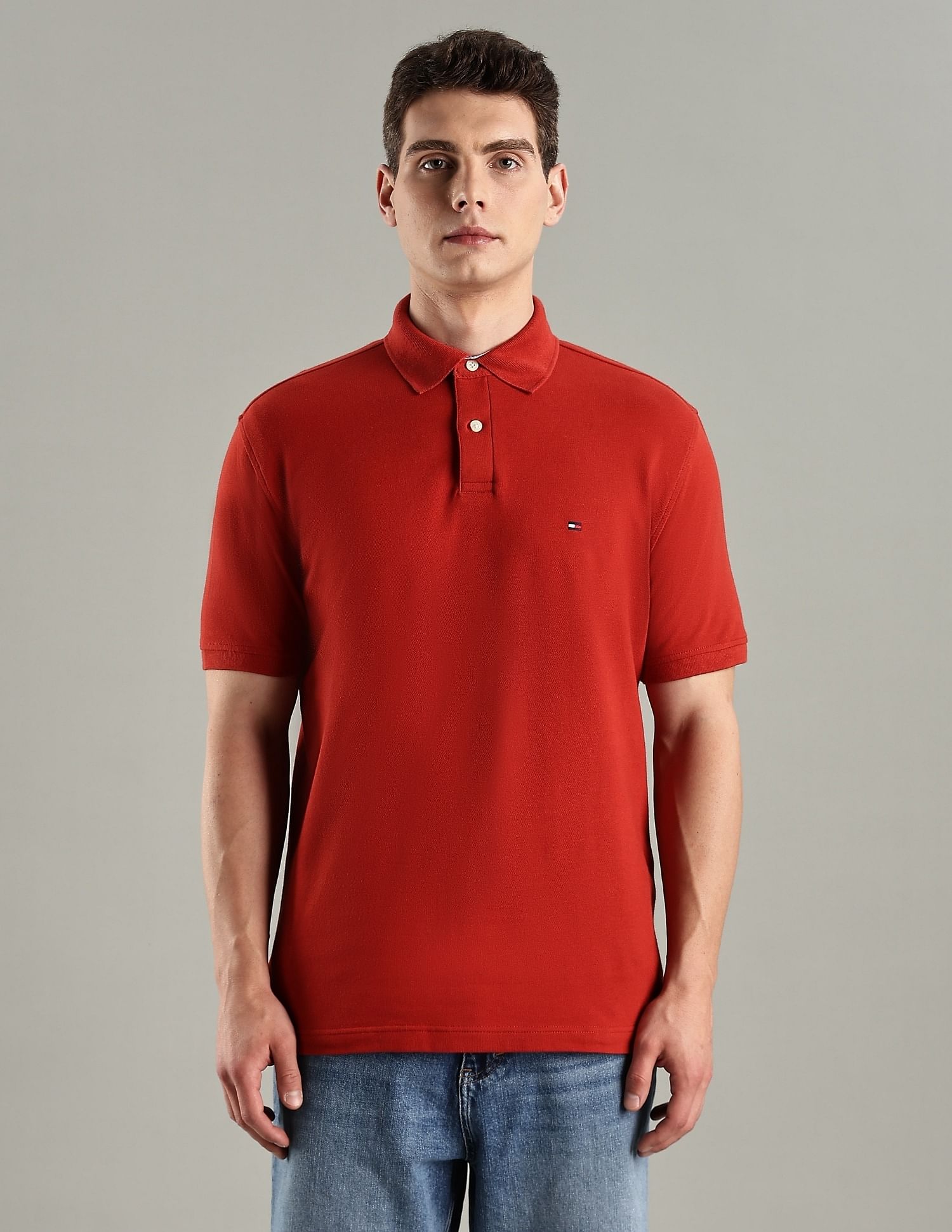 Tommy Hilfiger Solid Regular-Fit Cotton Polo T-Shirt
