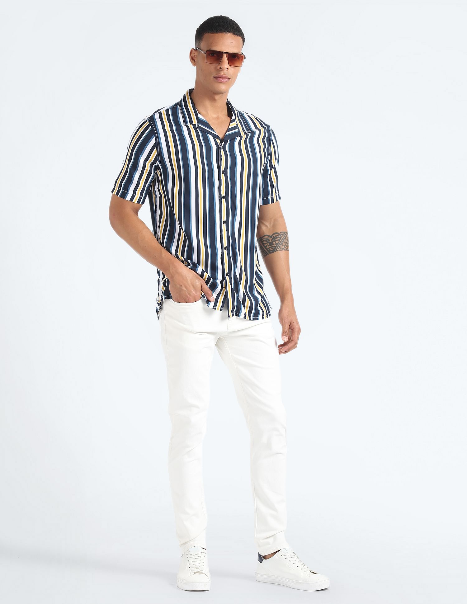 Flying Machine Vertical Stripe Slim Shirt