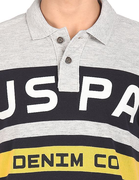 U.S. Polo Assn. Denim Co. Brand Print Colour Block Polo Shirt